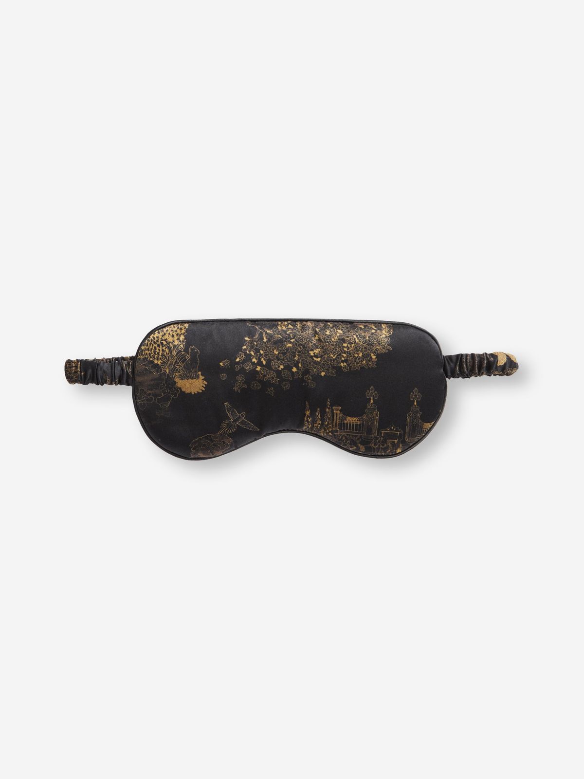 Brindisi Silk Eye Mask Black London Toile