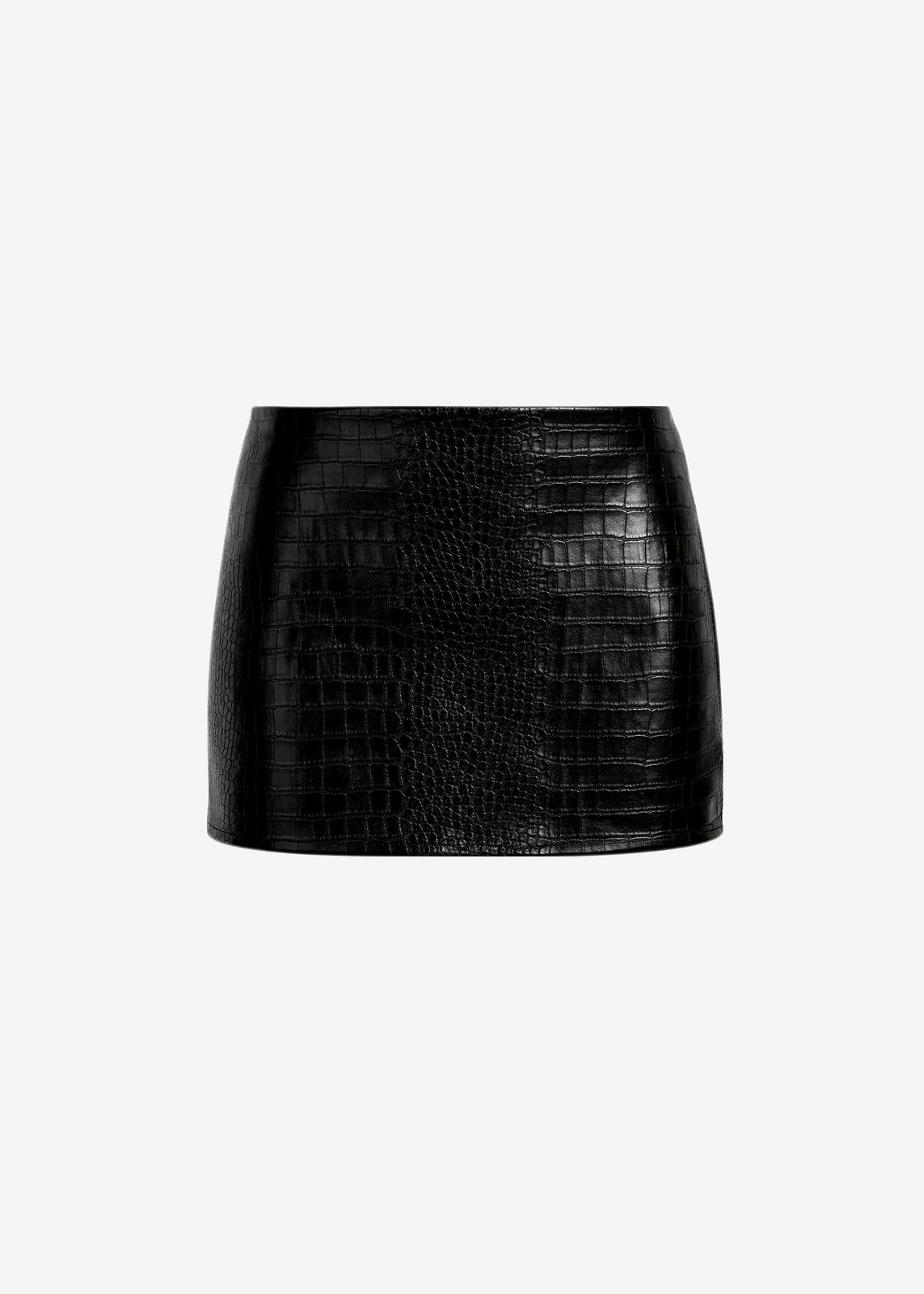 Leona Croc Faux Leather Mini Skirt - Black