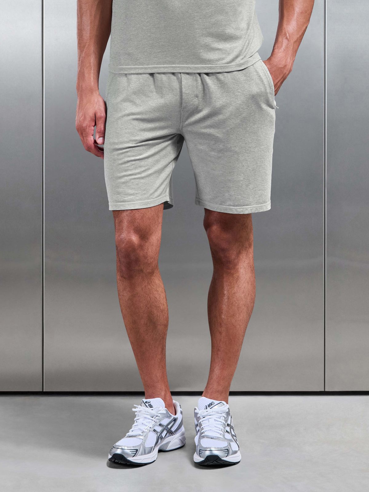 Soft Jersey Motion Short in Marl Grey