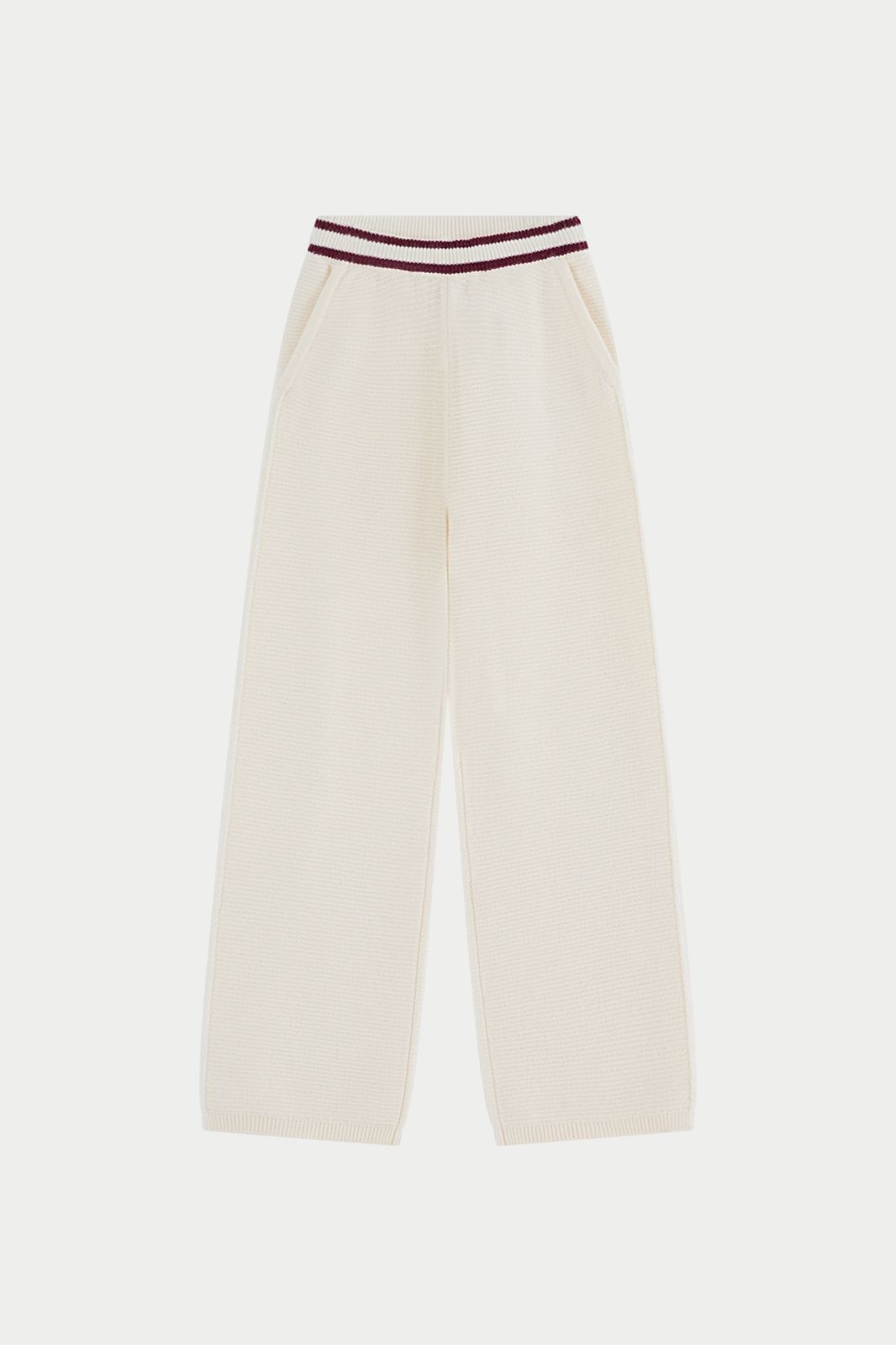 CONTRAST STRIPE KNITTED JOGGERS - OFF WHITE