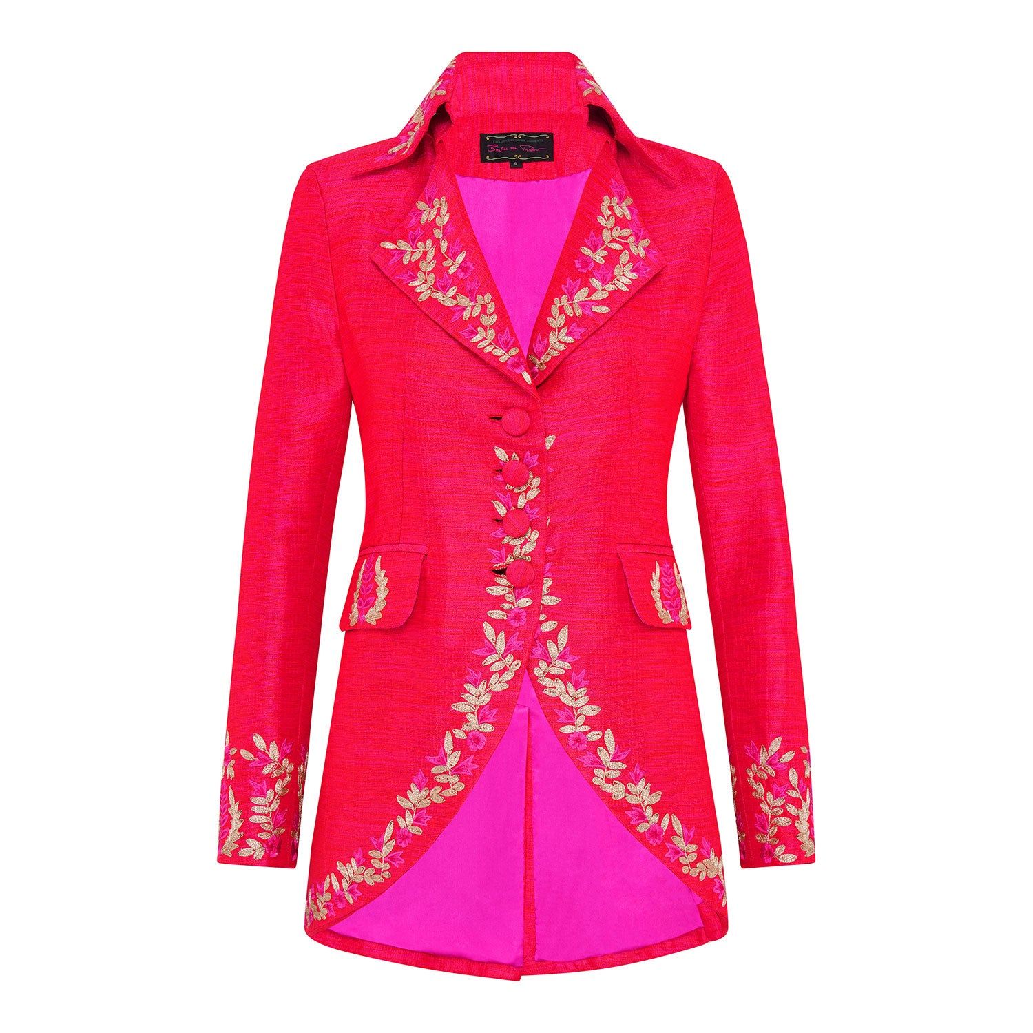 Cerise Pimpernel Longline Silk Jacket