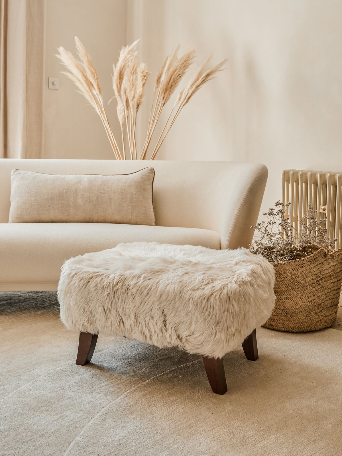 Sheepskin Stool - Cream