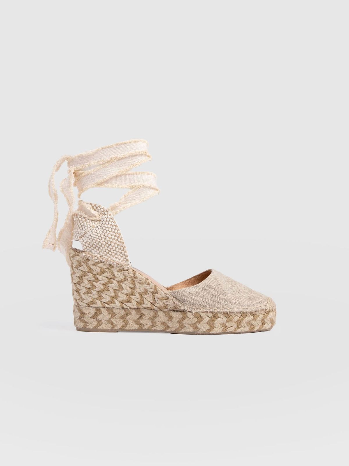 Rowe Espadrille Tie Wedges - Cream