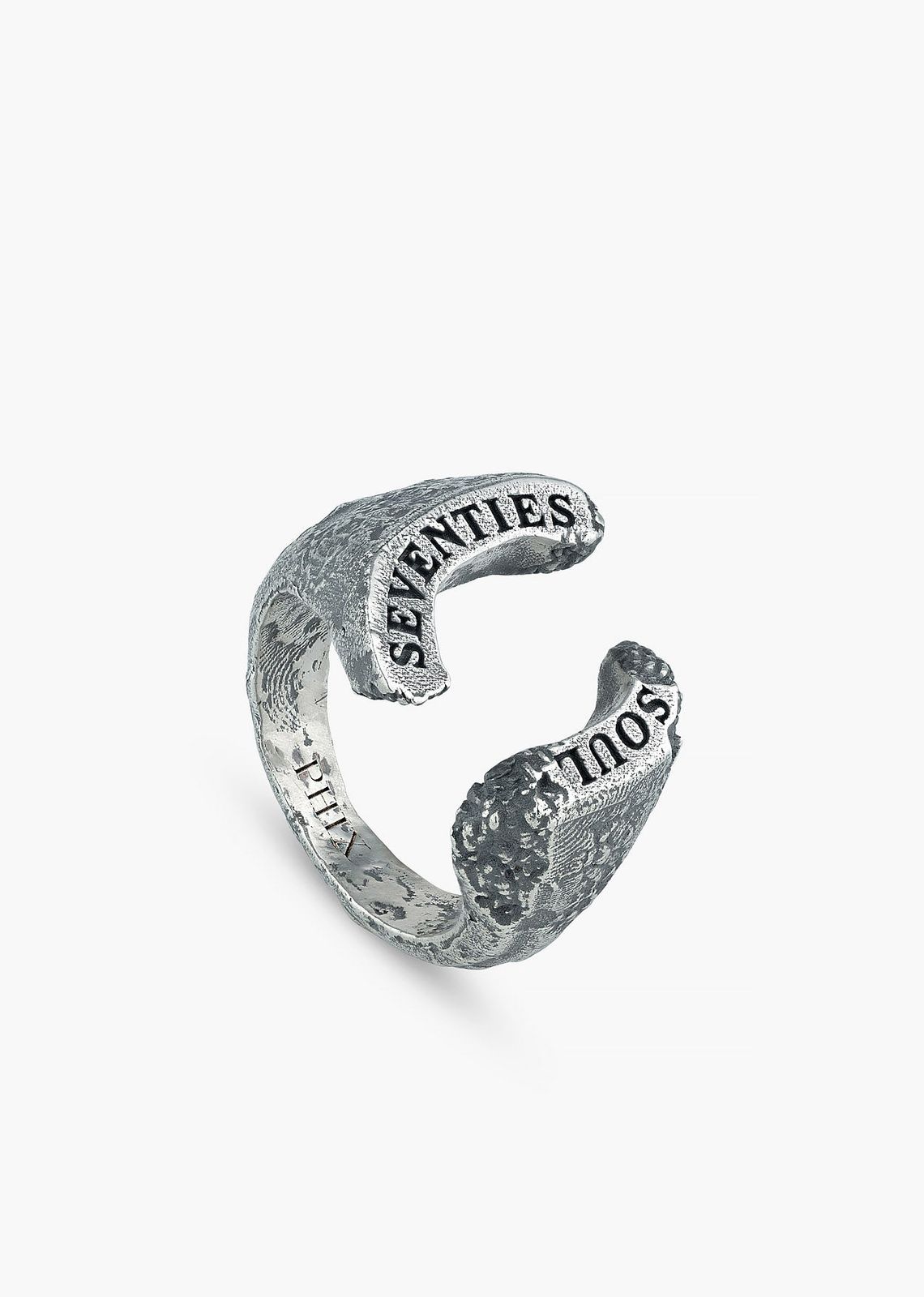Silver Seventies Soul Textured Cuff Ring