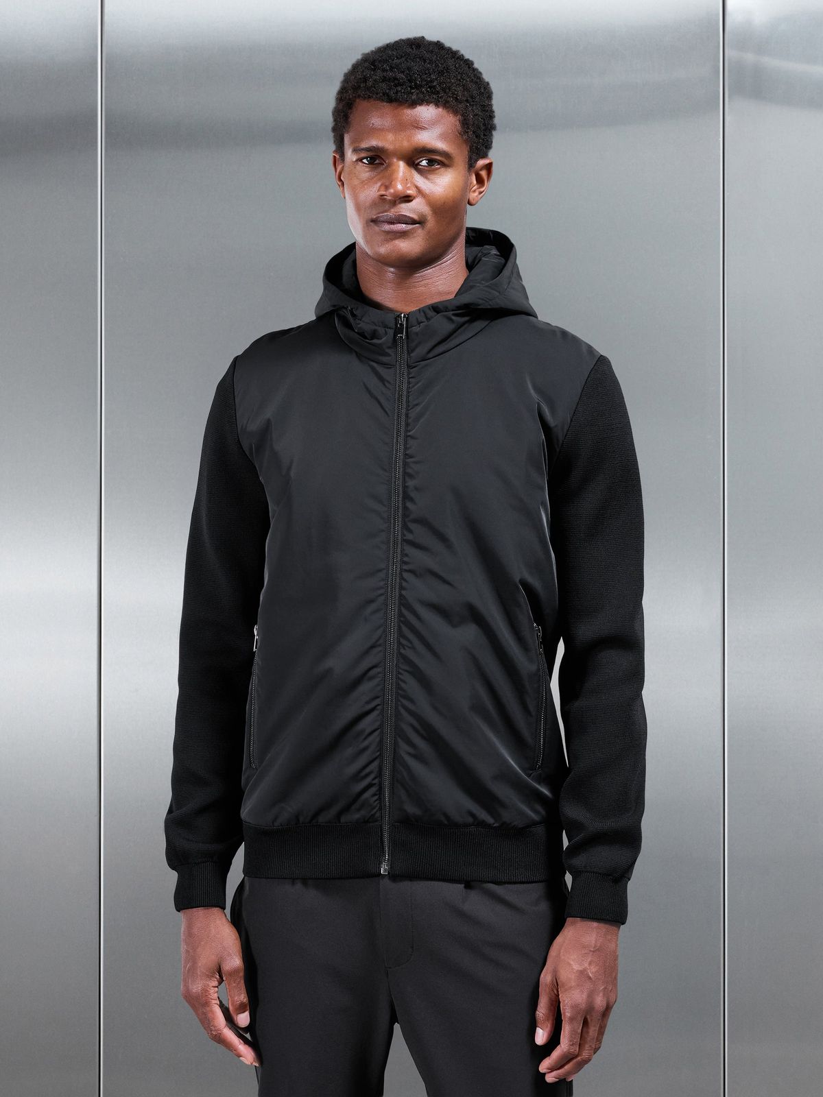 Hybrid Knitted Windbreaker in Black