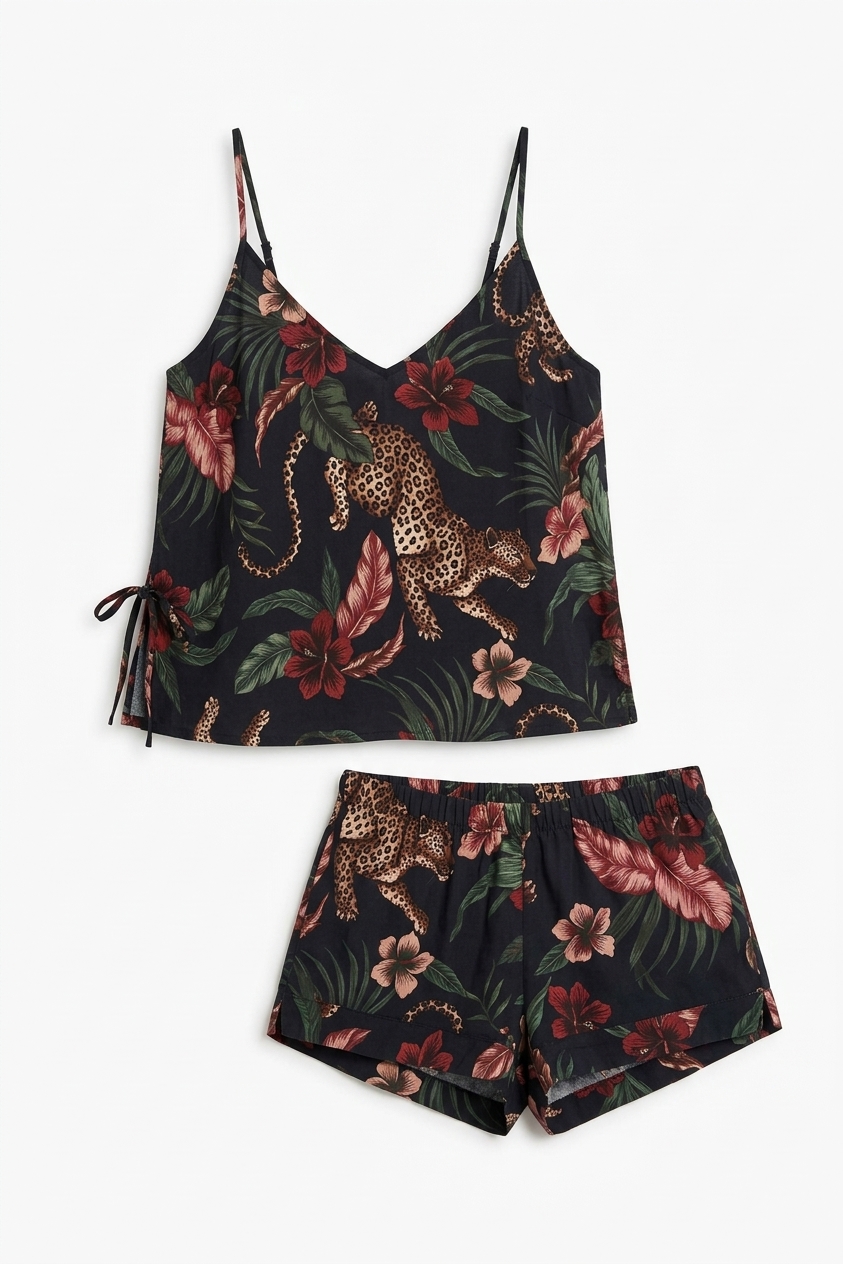 Cami Top And Shorts Set Soleia Leopard Print Multi