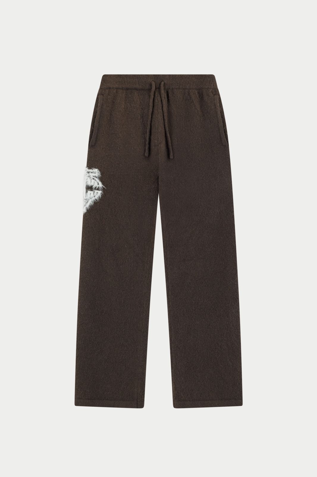 MONOGRAM FLUFFY KNIT JOGGERS - BROWN