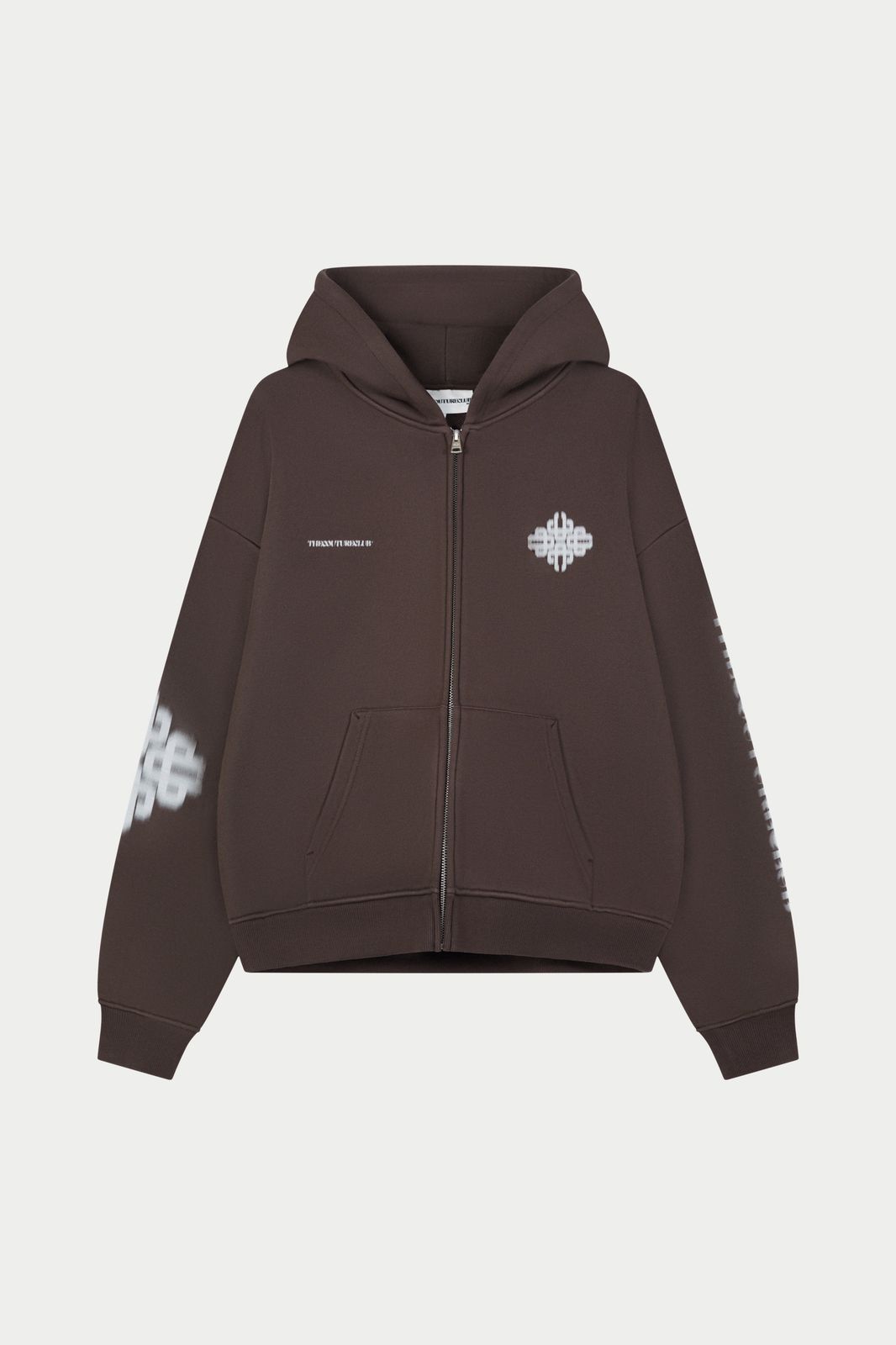 MOTION BLURRED ZIP THROUGH HOODIE - BROWN