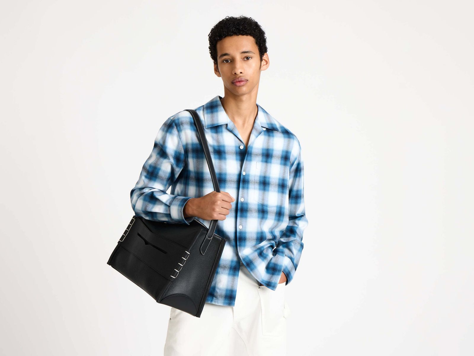 MENS GRADIENT CHECKERED SHIRT IN BLUE