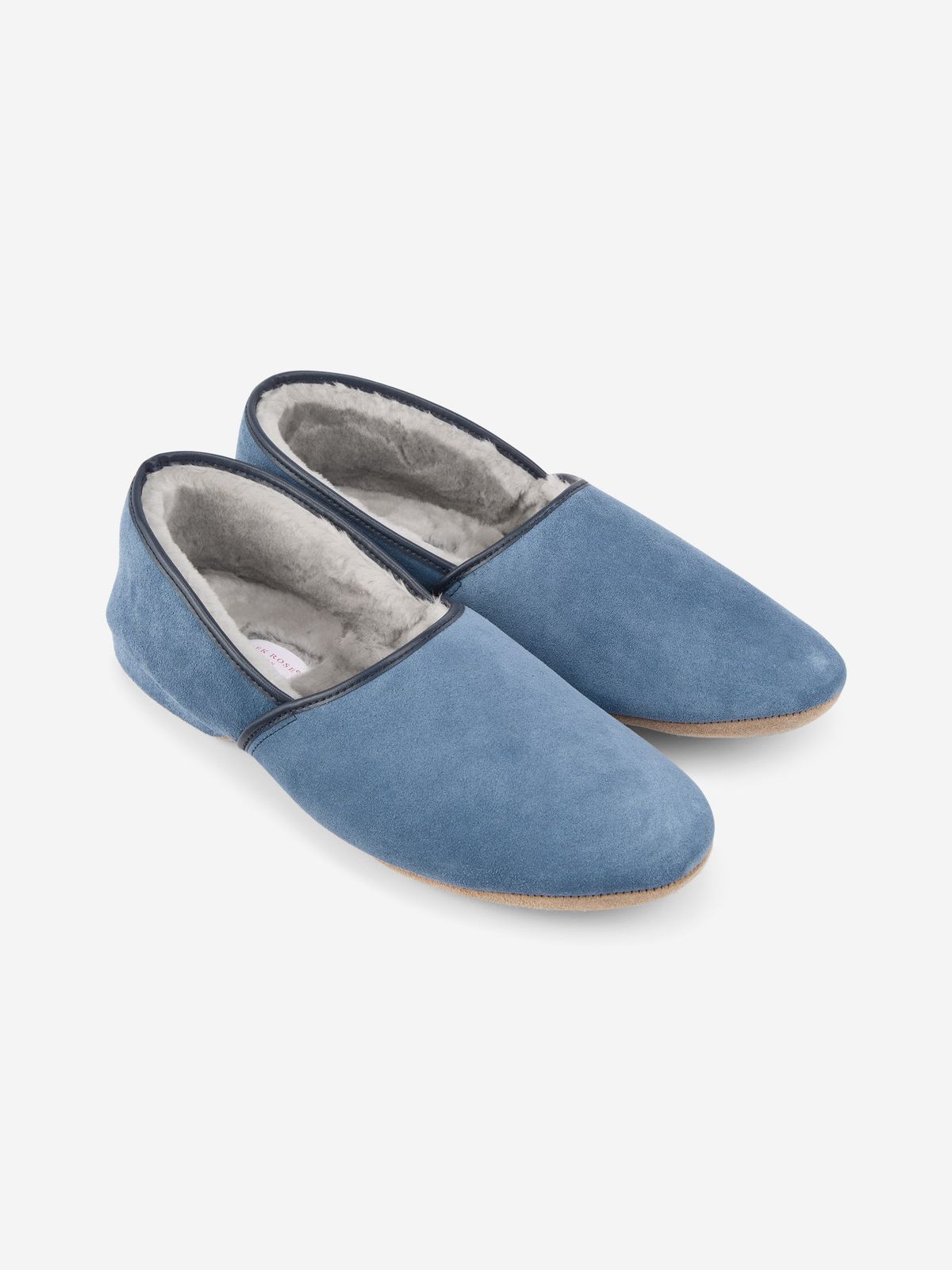 Crawford Suede & Sheepskin Slippers Mid Blue