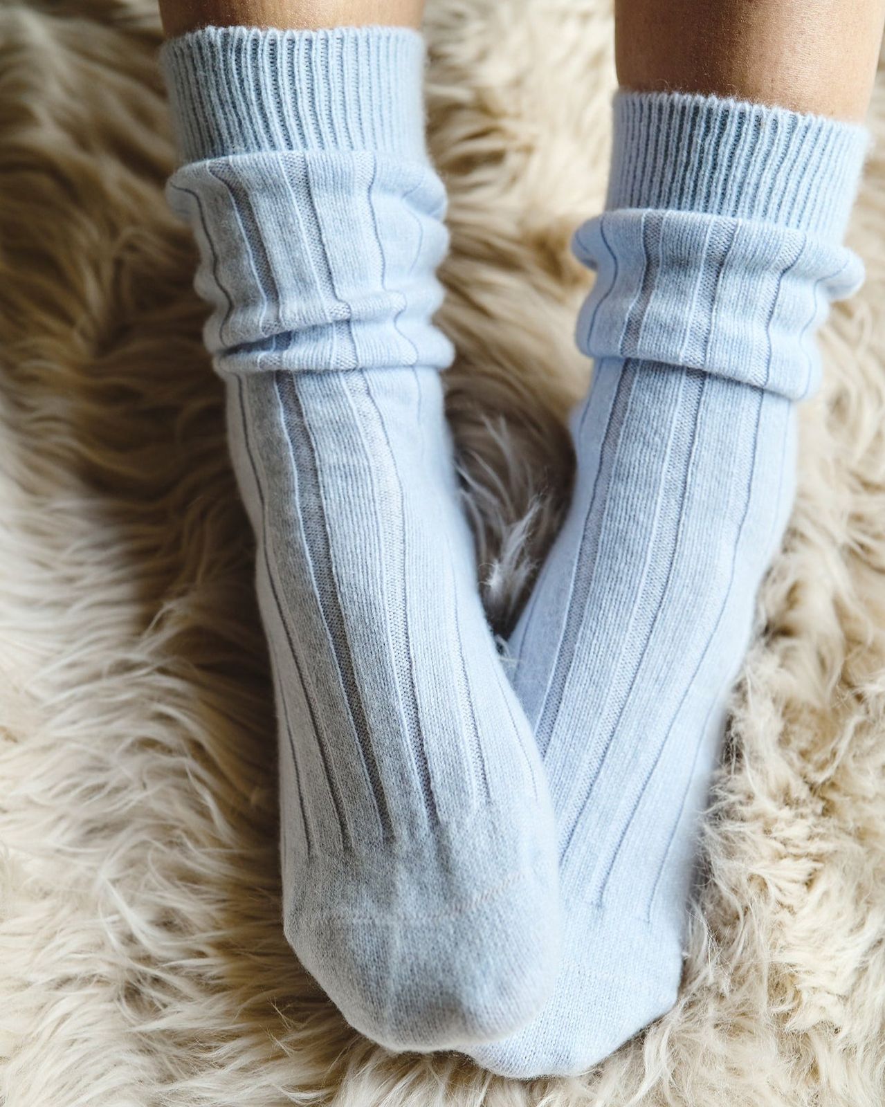 Women's Cashmere Bed Socks - Azure