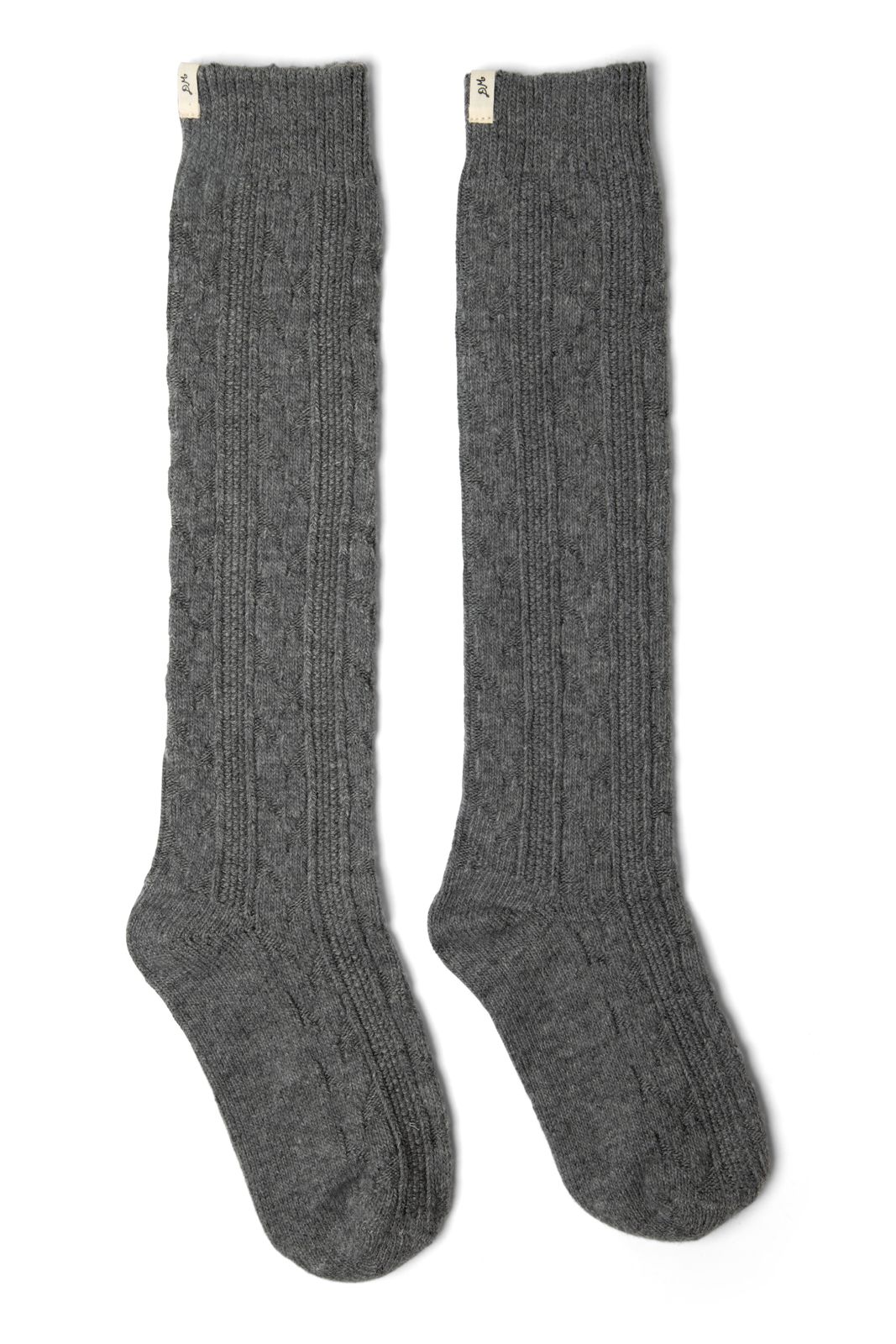 Cable Knit Long Cosy Socks - Grey