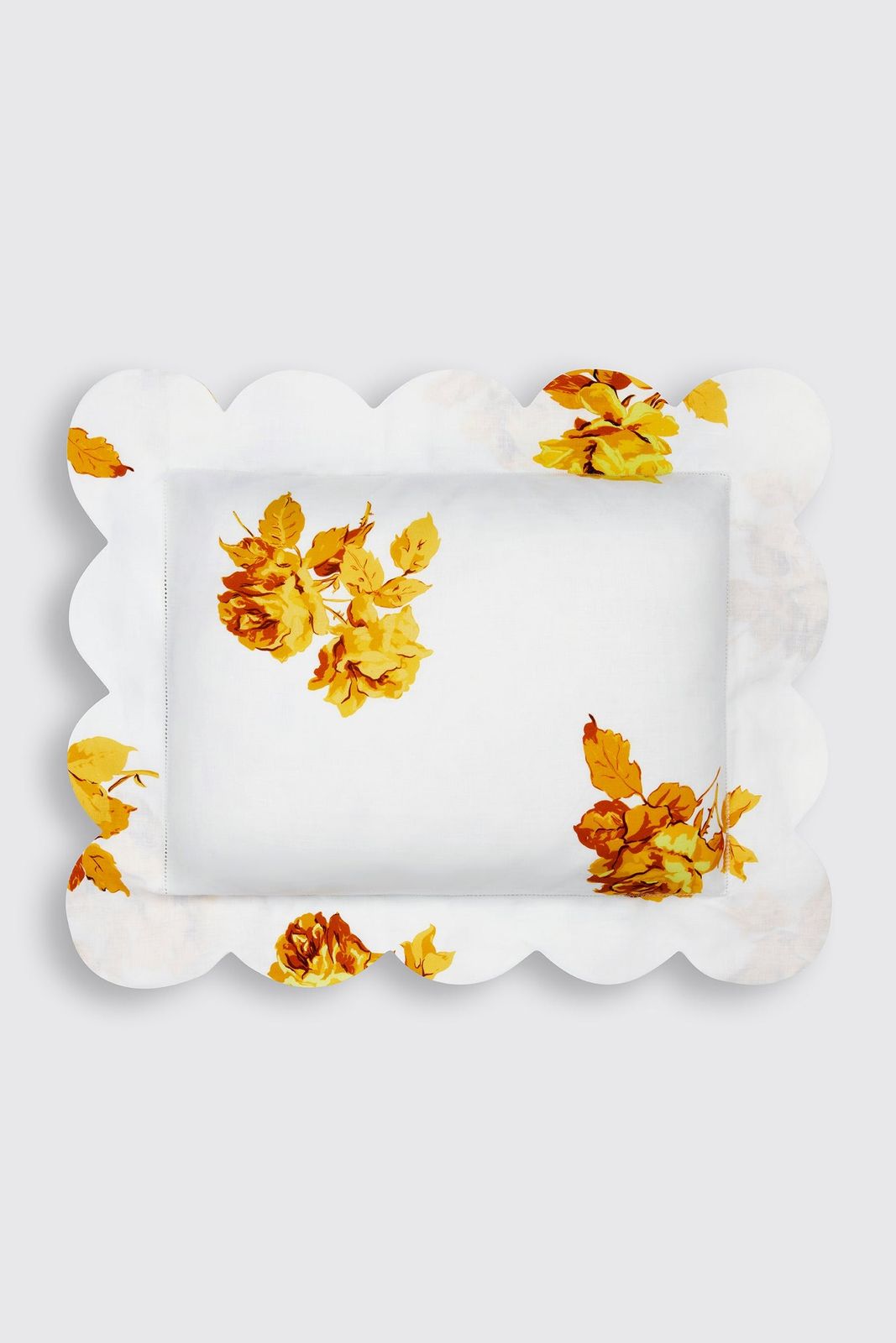 Roma Ajour Pillow Slip in Large Yellow Roses Print
