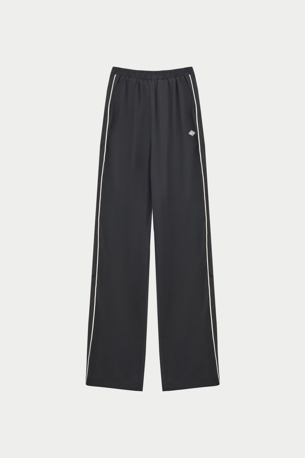 EMBLEM PIPED STRAIGHT LEG JOGGERS - BLACK