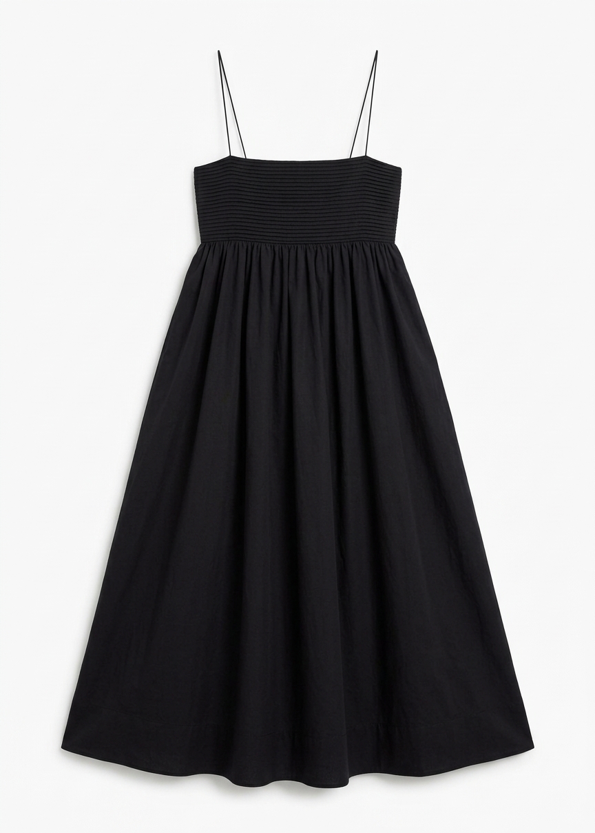 Matteau Empire Pintuck Bodice Dress - Black