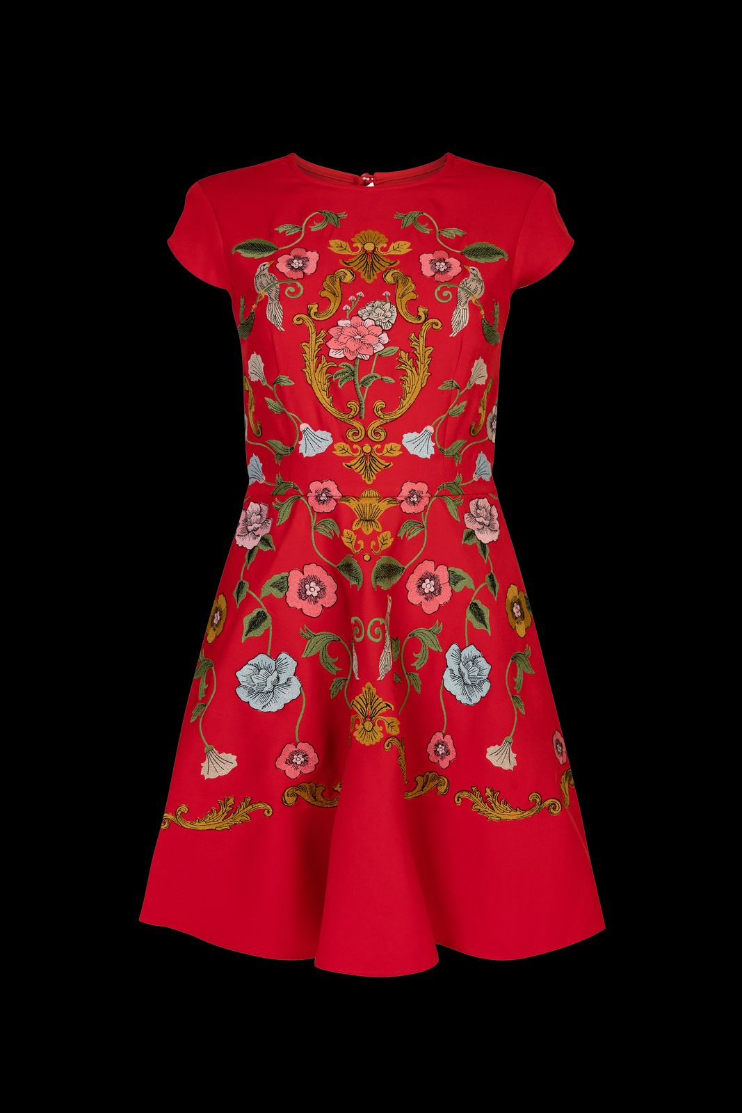Madeline Embroidered Red Mini Dress