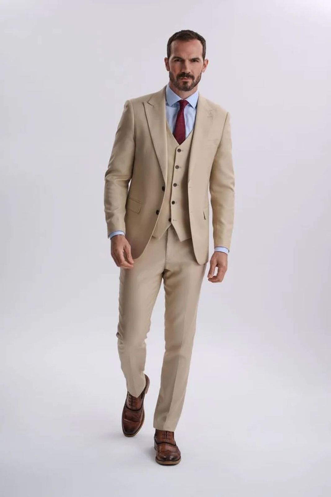 Diaz Beige Three Piece Suit