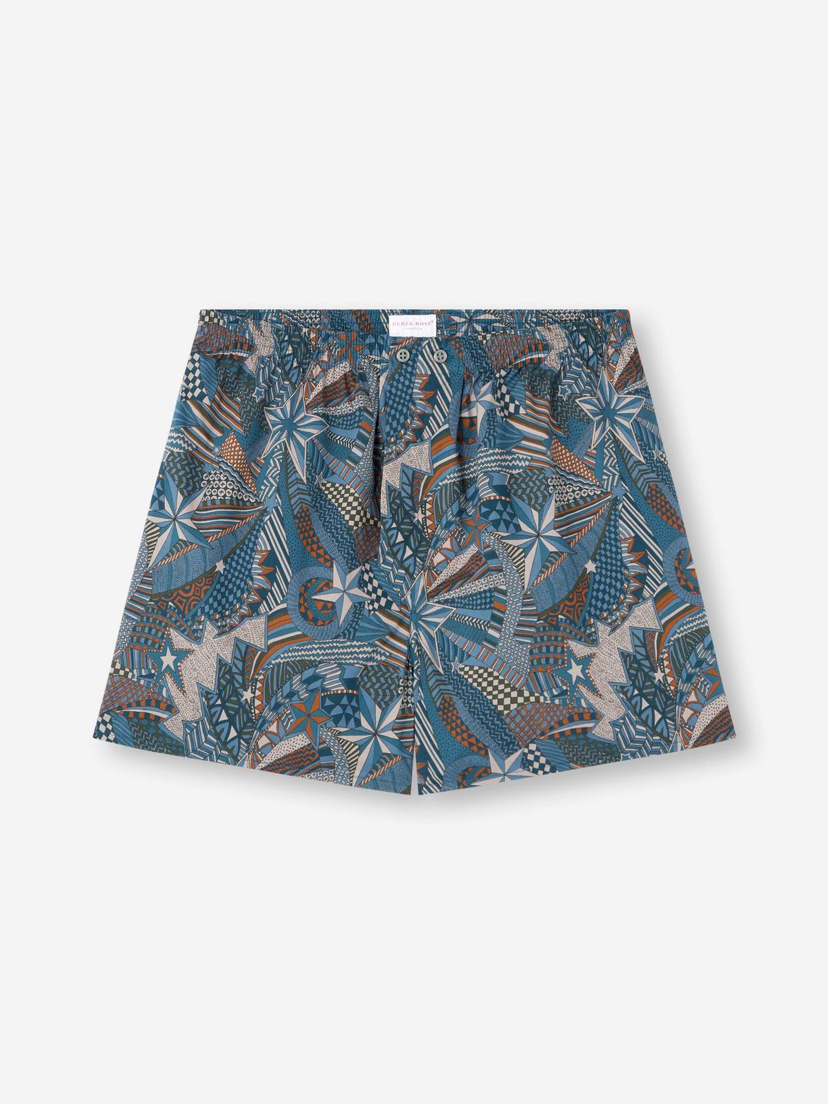 Ledbury Cotton Batiste Classic Fit Boxers Blue Multi Celebration Print