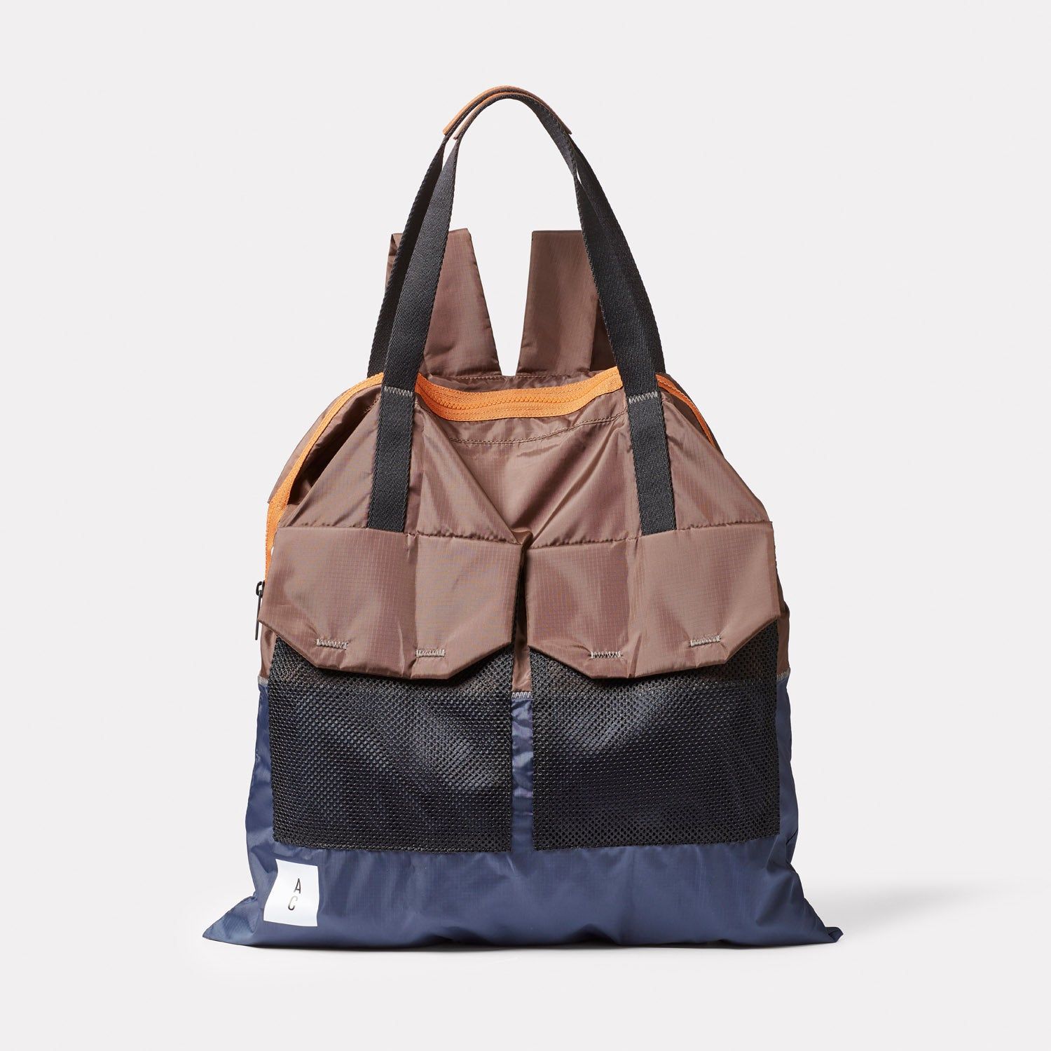 Hank Packable Zip Top Tote/Backpack in Mocha/Rust Zip