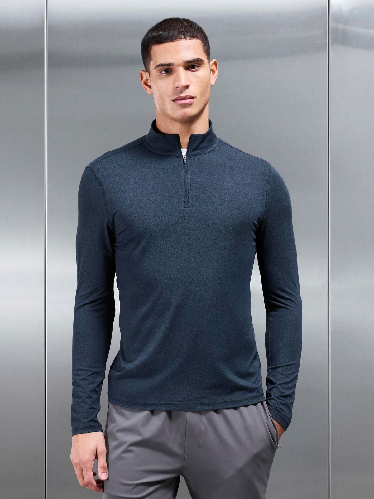 Soft Jersey Motion Half Zip in Navy