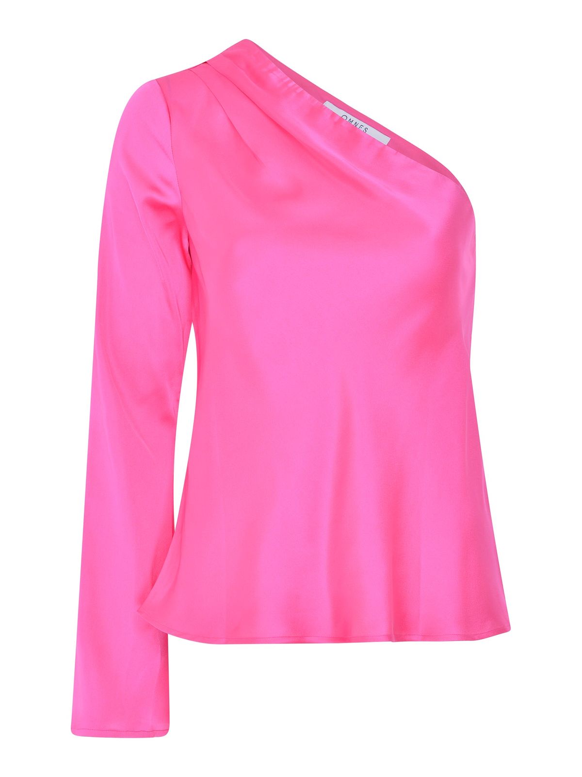 Natalia One Shoulder Satin Top In Cerise