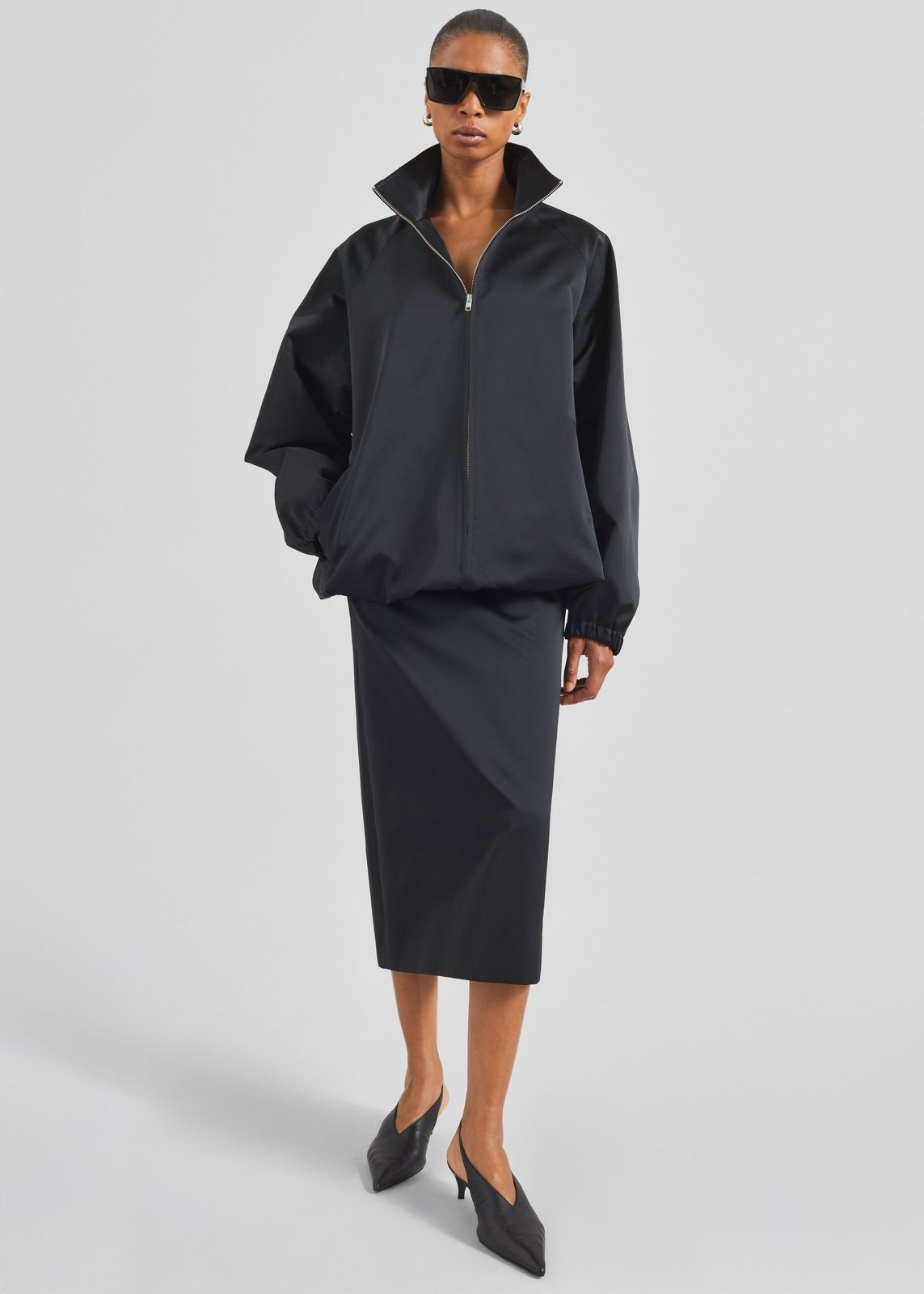 Baxter Satin Track Jacket - Black