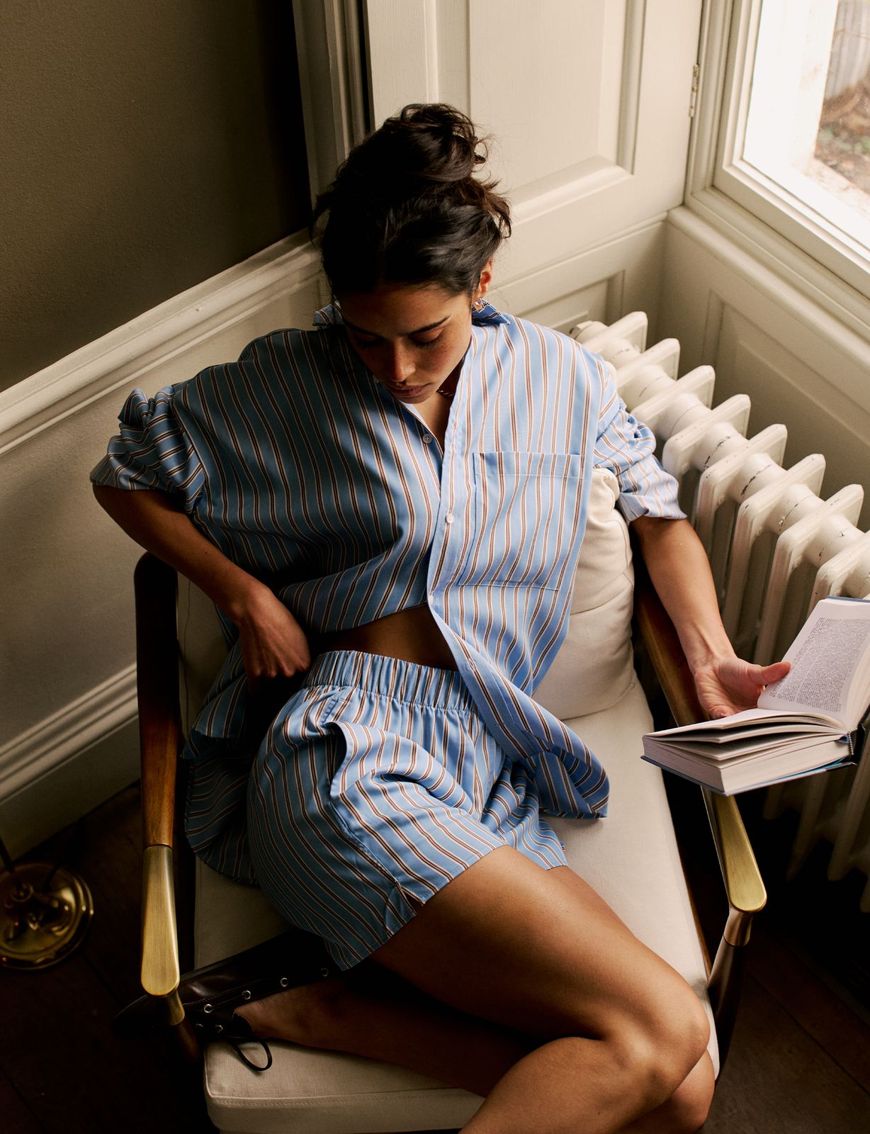 The Weekend: TENCEL™ Lyocell, Cornflower and Mocha Stripe