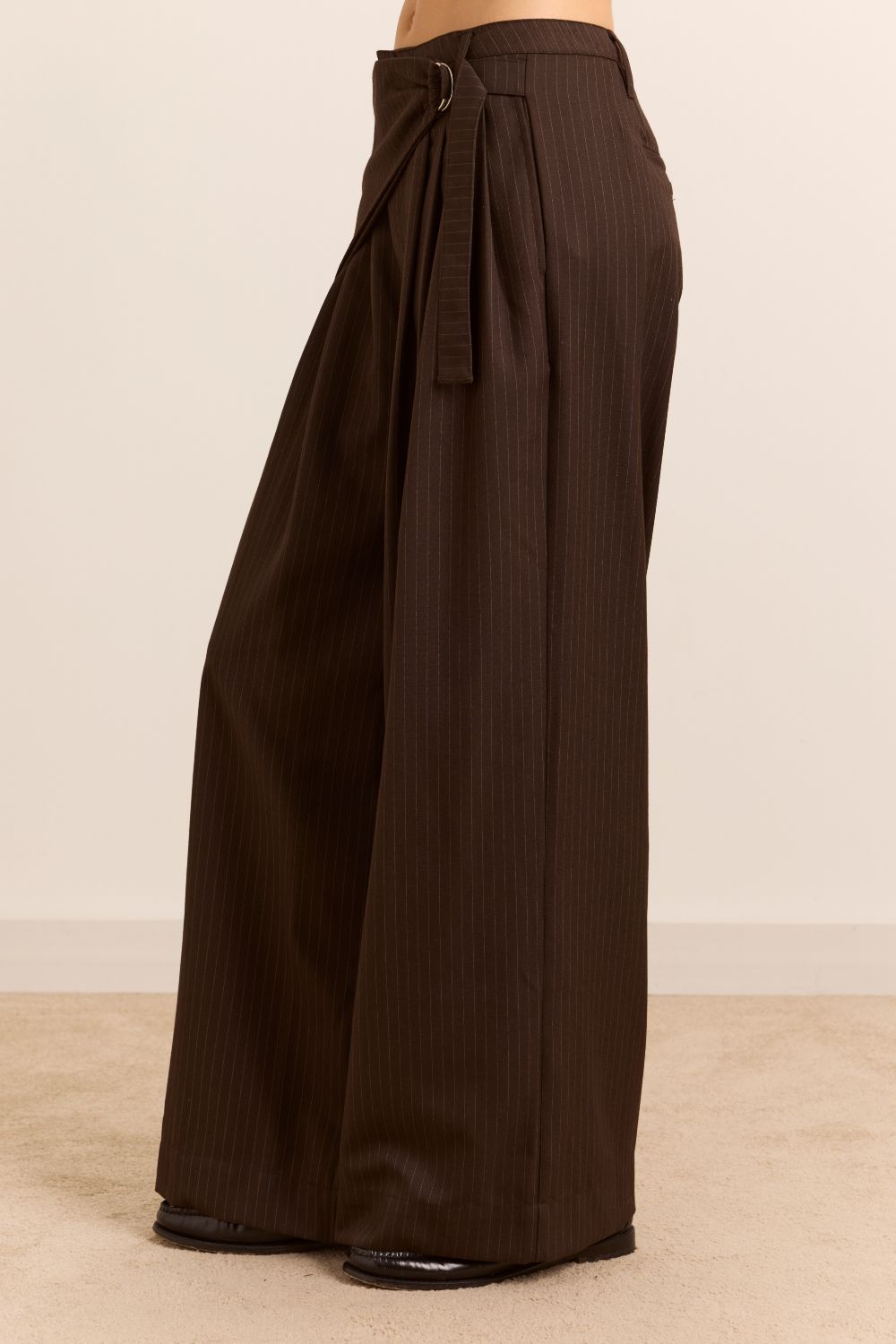 Fabia Trouser - Choc Pinstripe