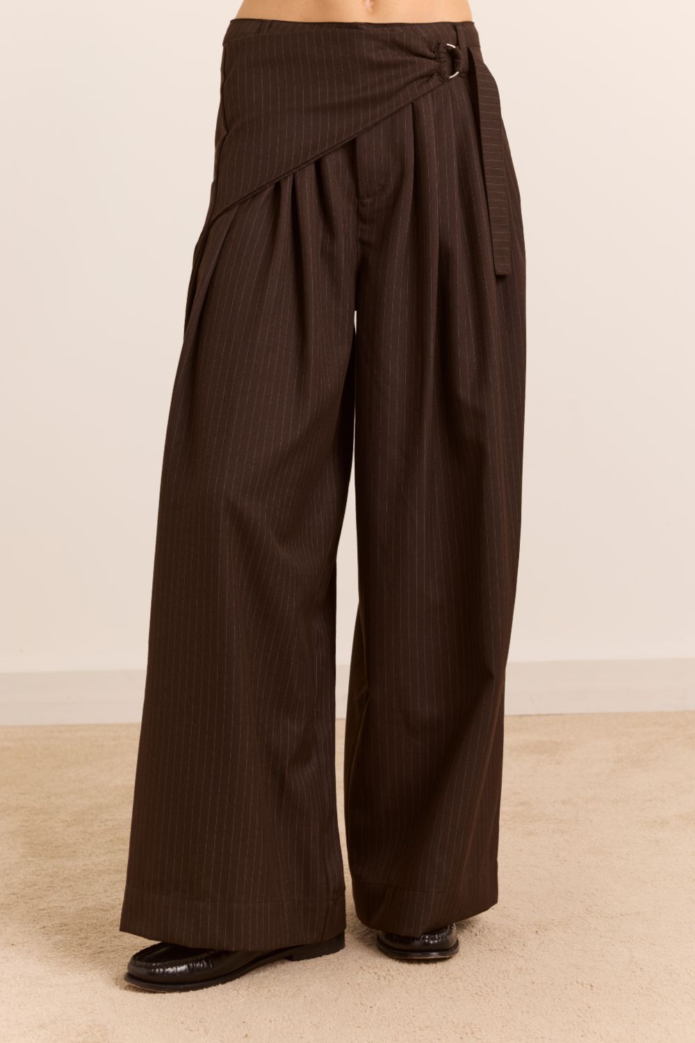 Fabia Trouser - Choc Pinstripe