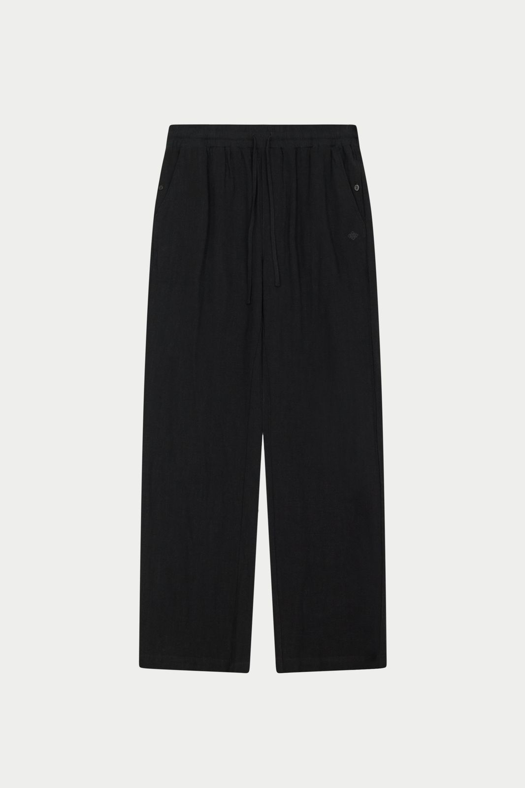 TEXTURED WOVEN TROUSERS - BLACK