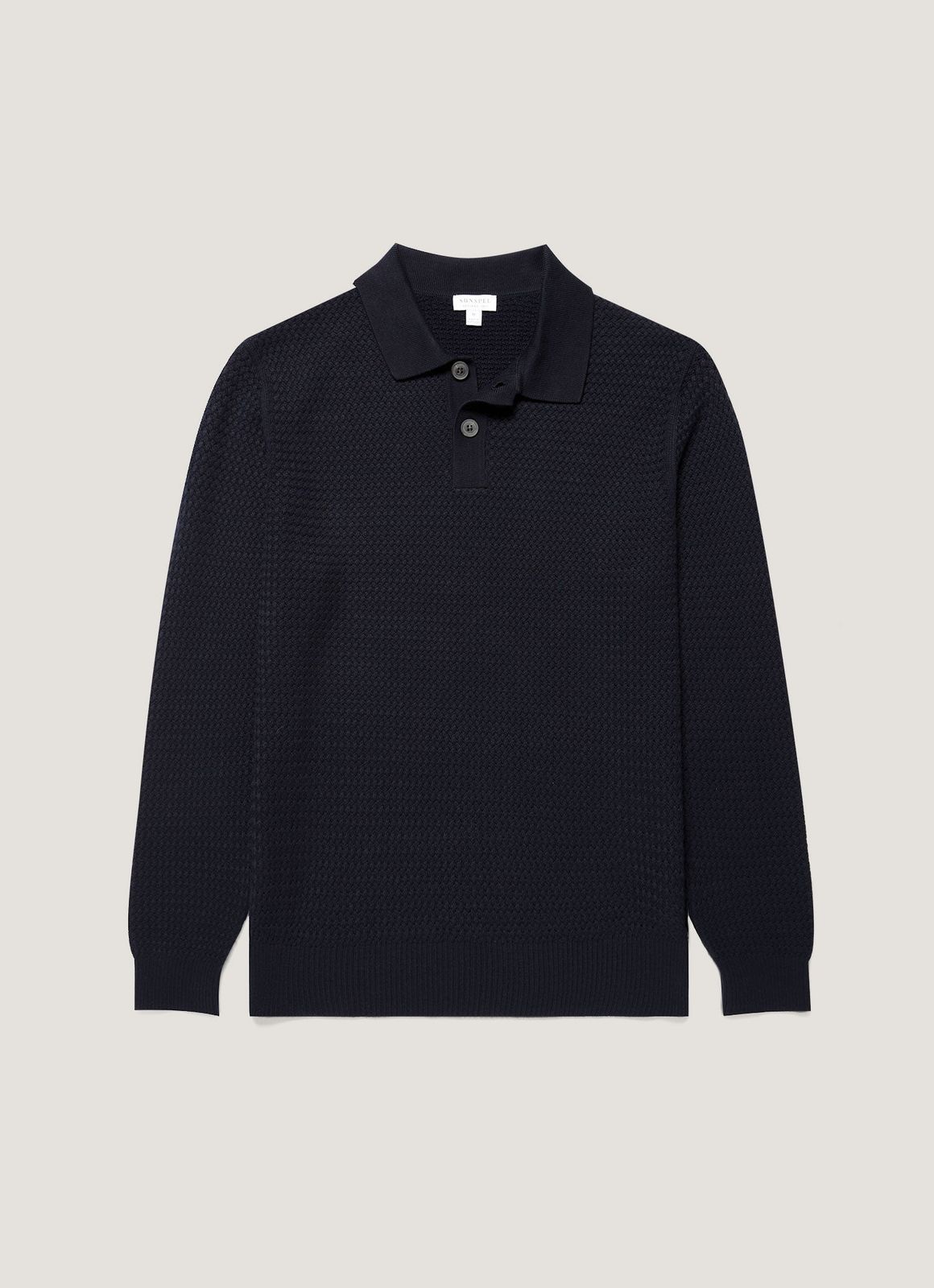 Men's Cotton Basketweave Polo Shirt in Navy