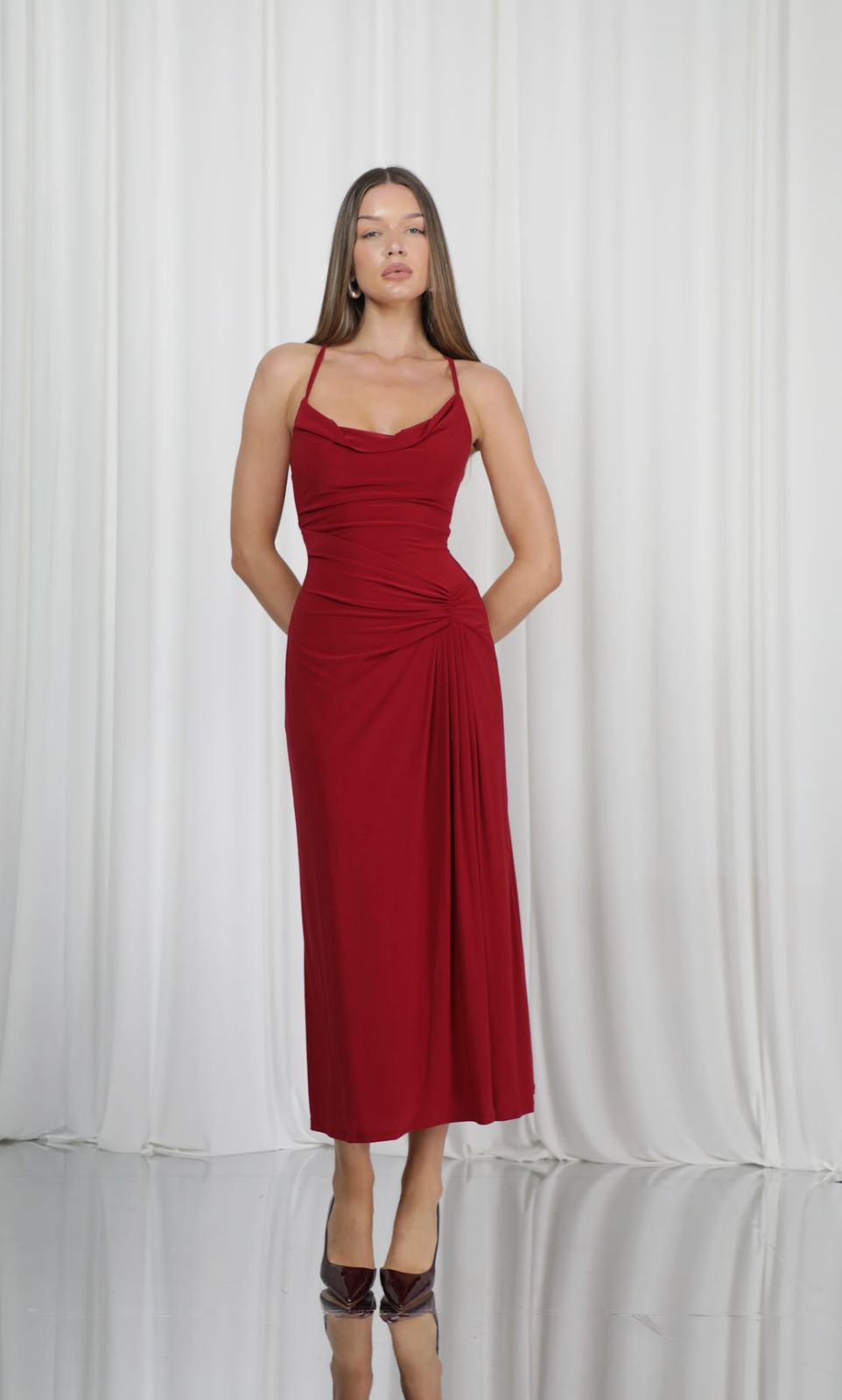 Melody Soft Cowl Neck Midaxi Dress