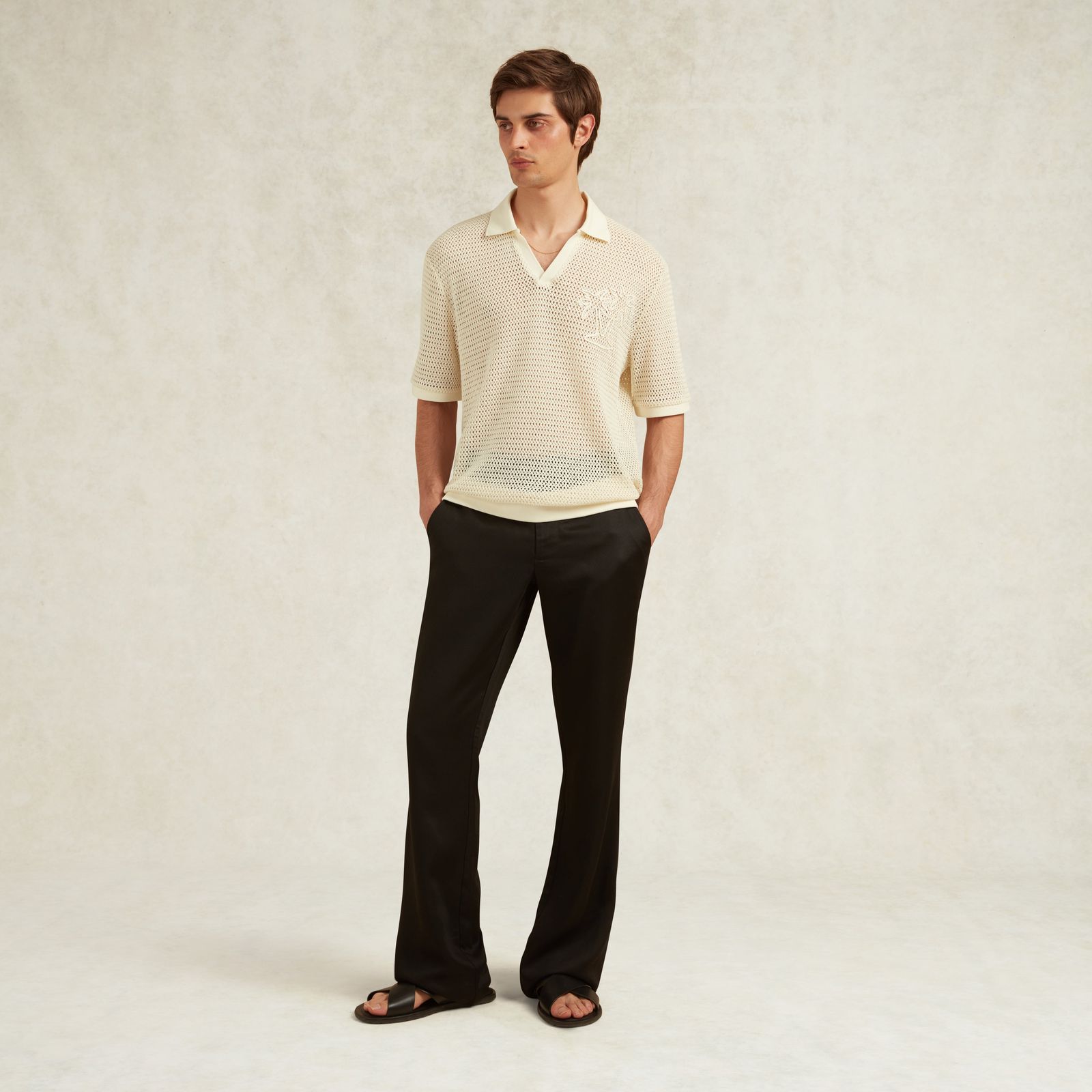 PALMA COTTON APPLIQUE DETAIL POLO - IVORY