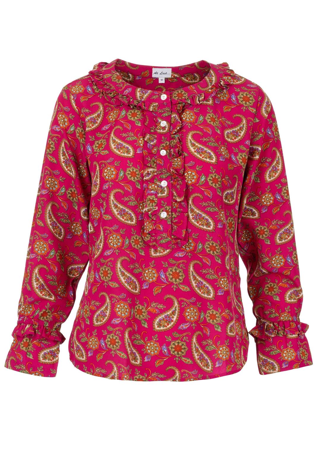 Meg Shirt In Hot Pink Paisley