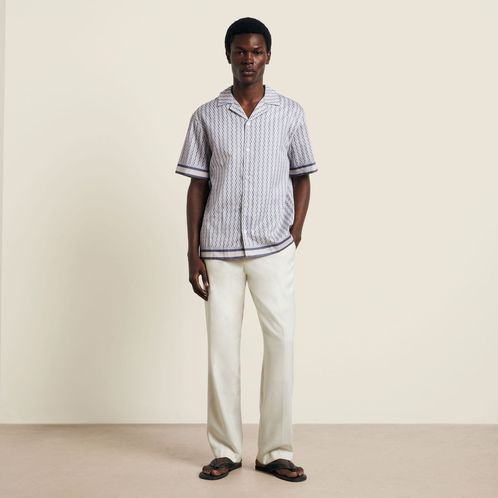 Galliano Border Shirt - Powder Blue