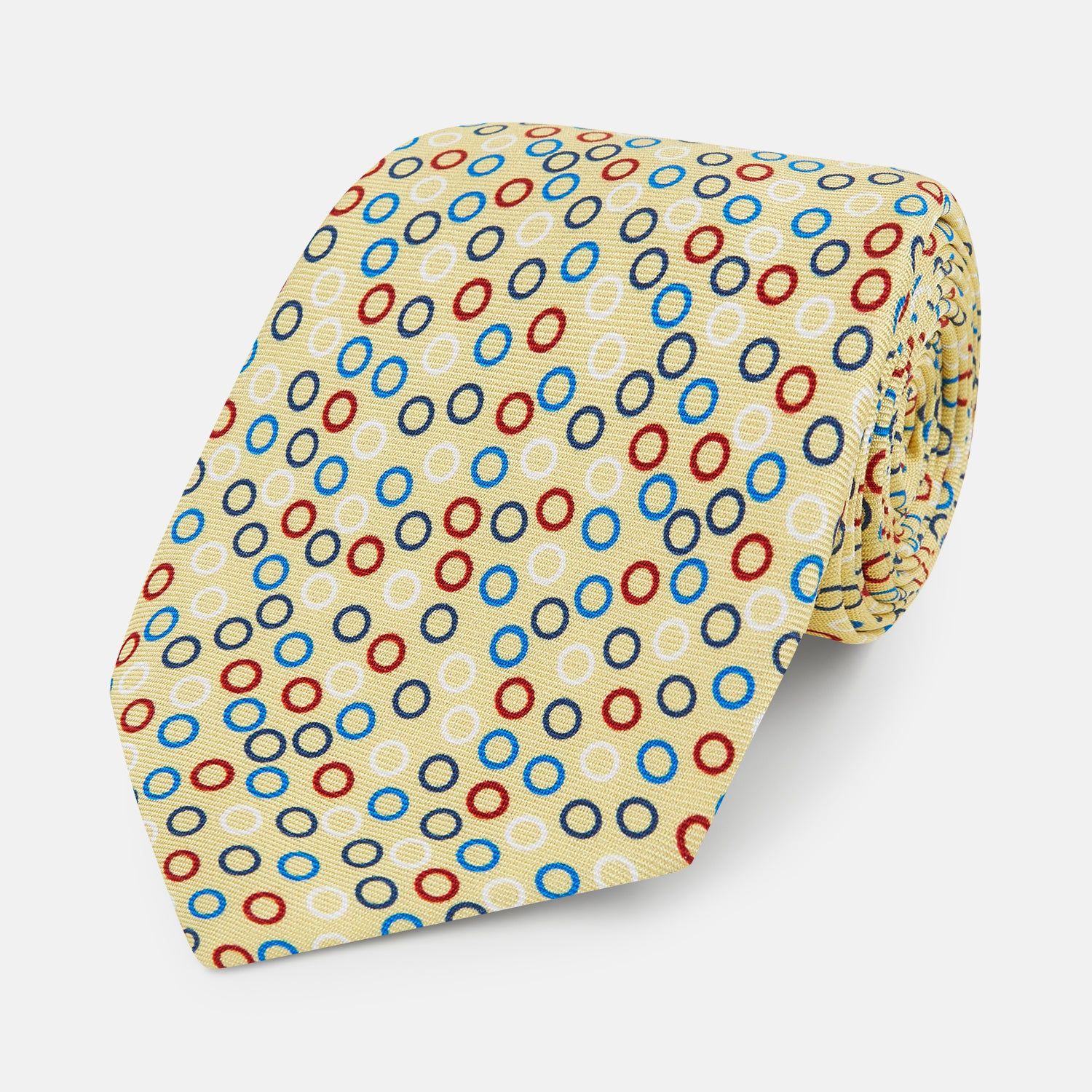 Multi-coloured Circle Yellow Silk Tie