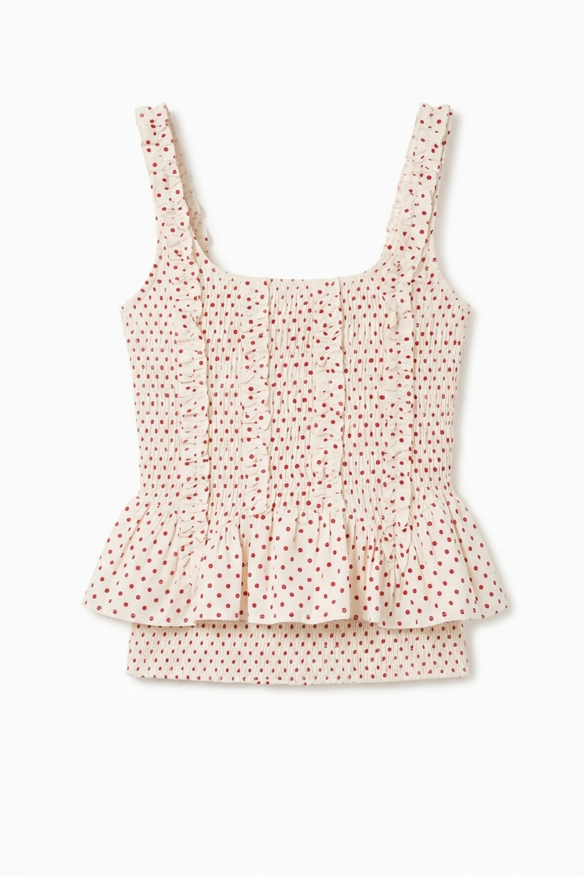 Raphi Cami  - Off White And Red Spot