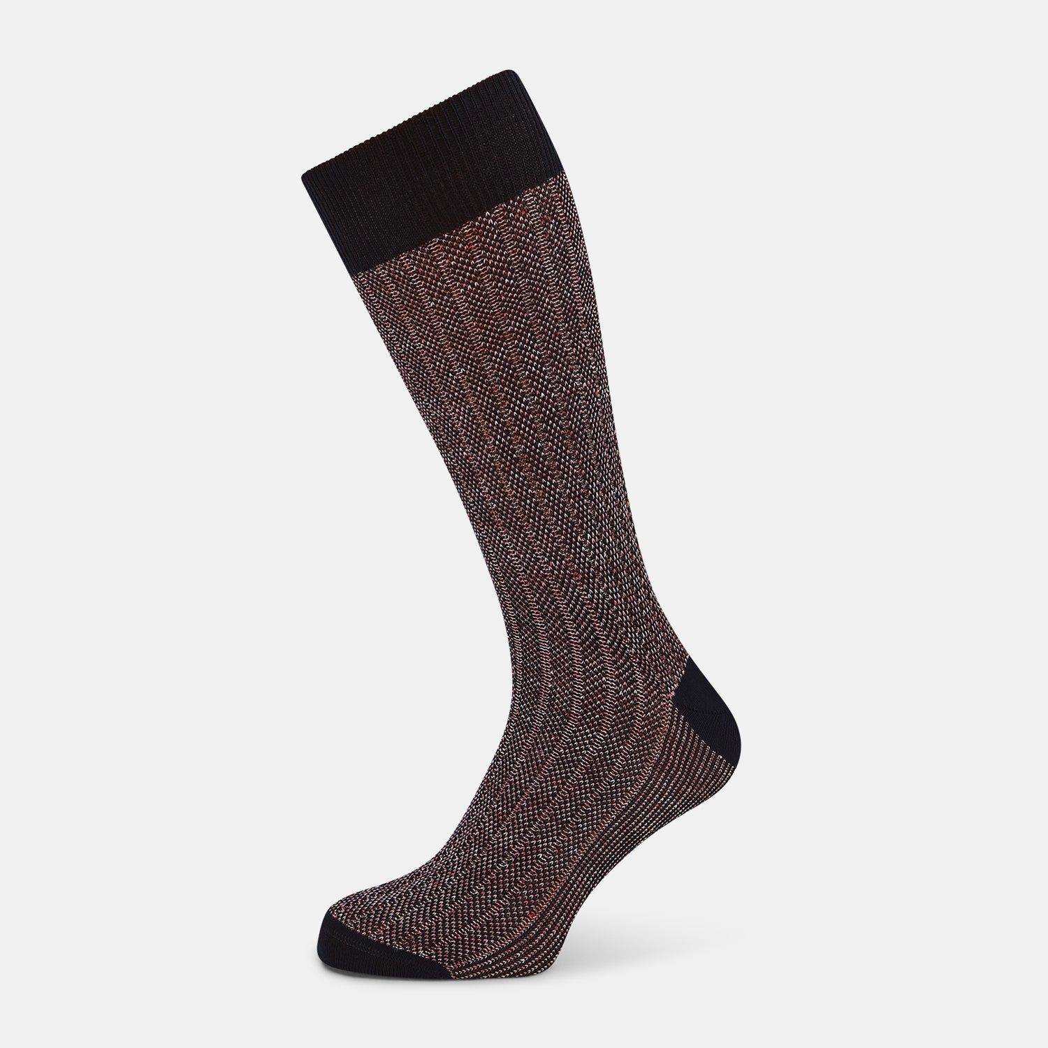 Burgundy Ribbed Cotton-Linen Mid-Length Socks
