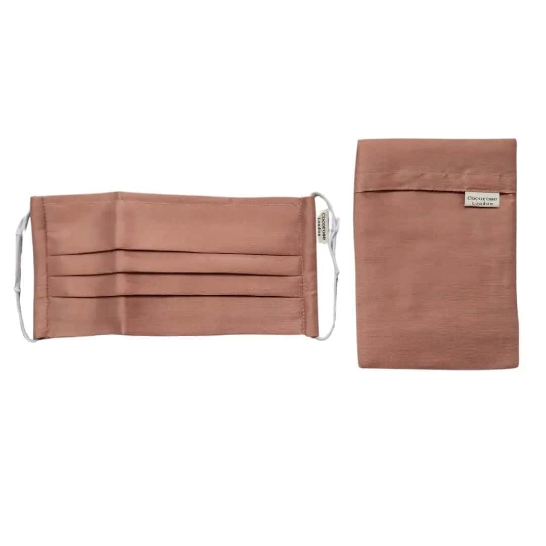 Pleated Silk Face Mask with Nose Wire and Matching Pouch - Blush Bronze