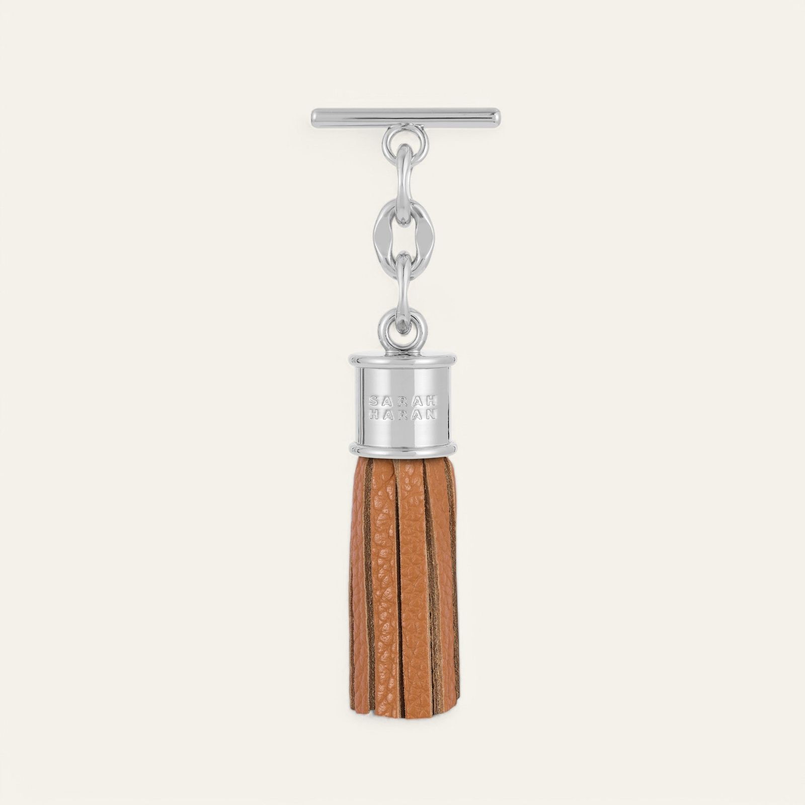 Capsule Tassel Mini | Tan with Silver hardware