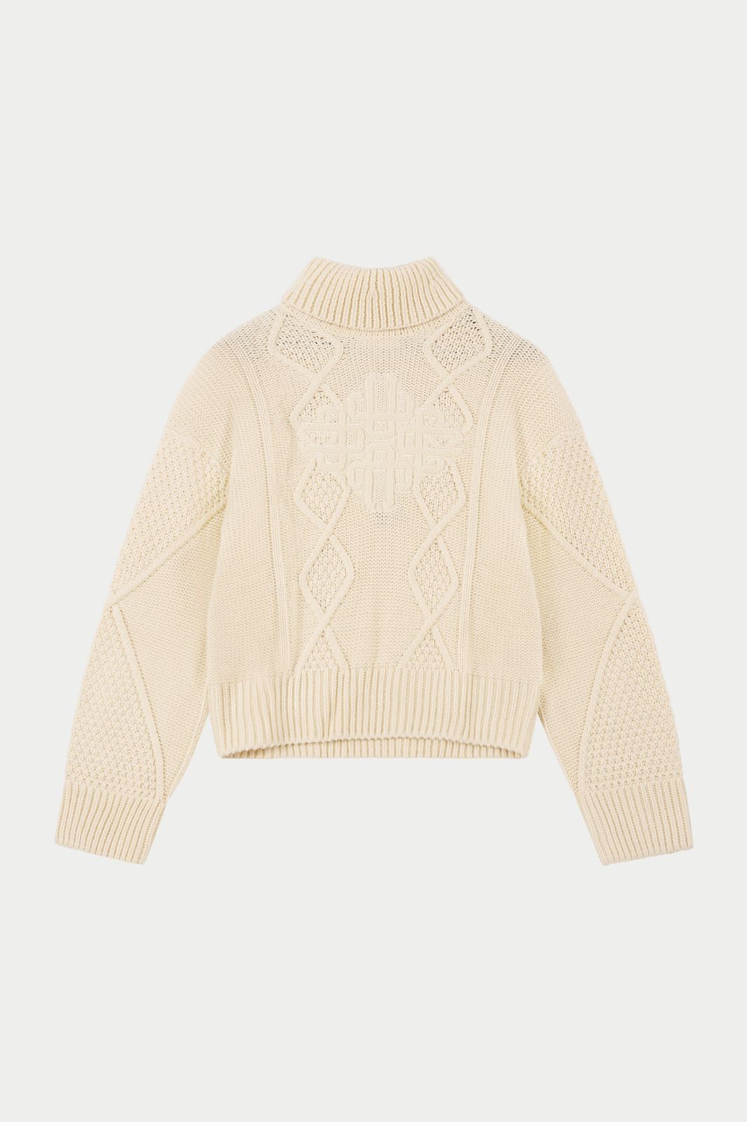 ROLL NECK EMBLEM JUMPER - CREAM