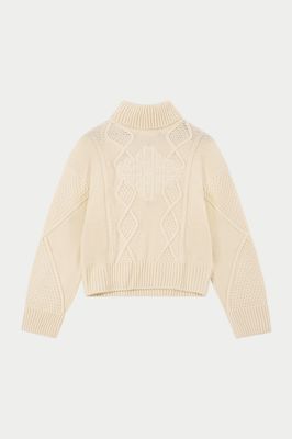 ROLL NECK EMBLEM JUMPER - CREAM
