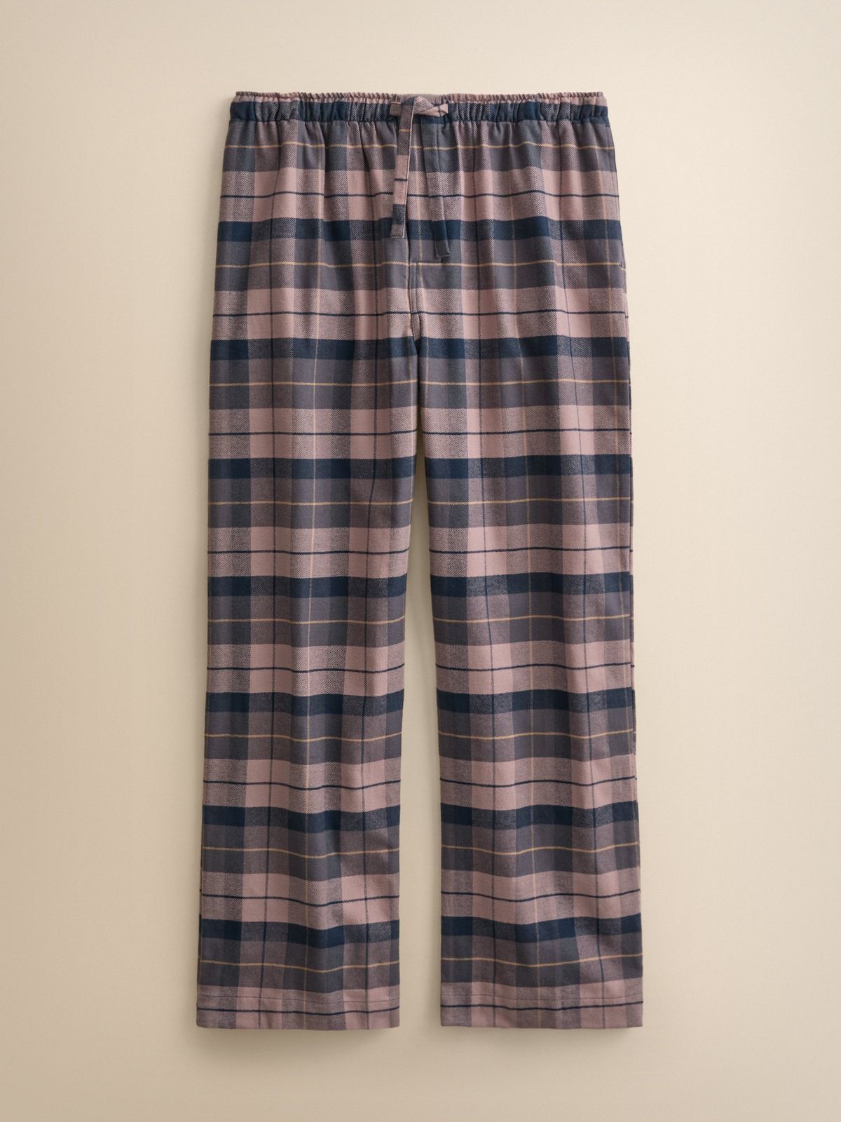 Kelburn Brushed Cotton Lounge Trousers Navy & Dusty Pink Check