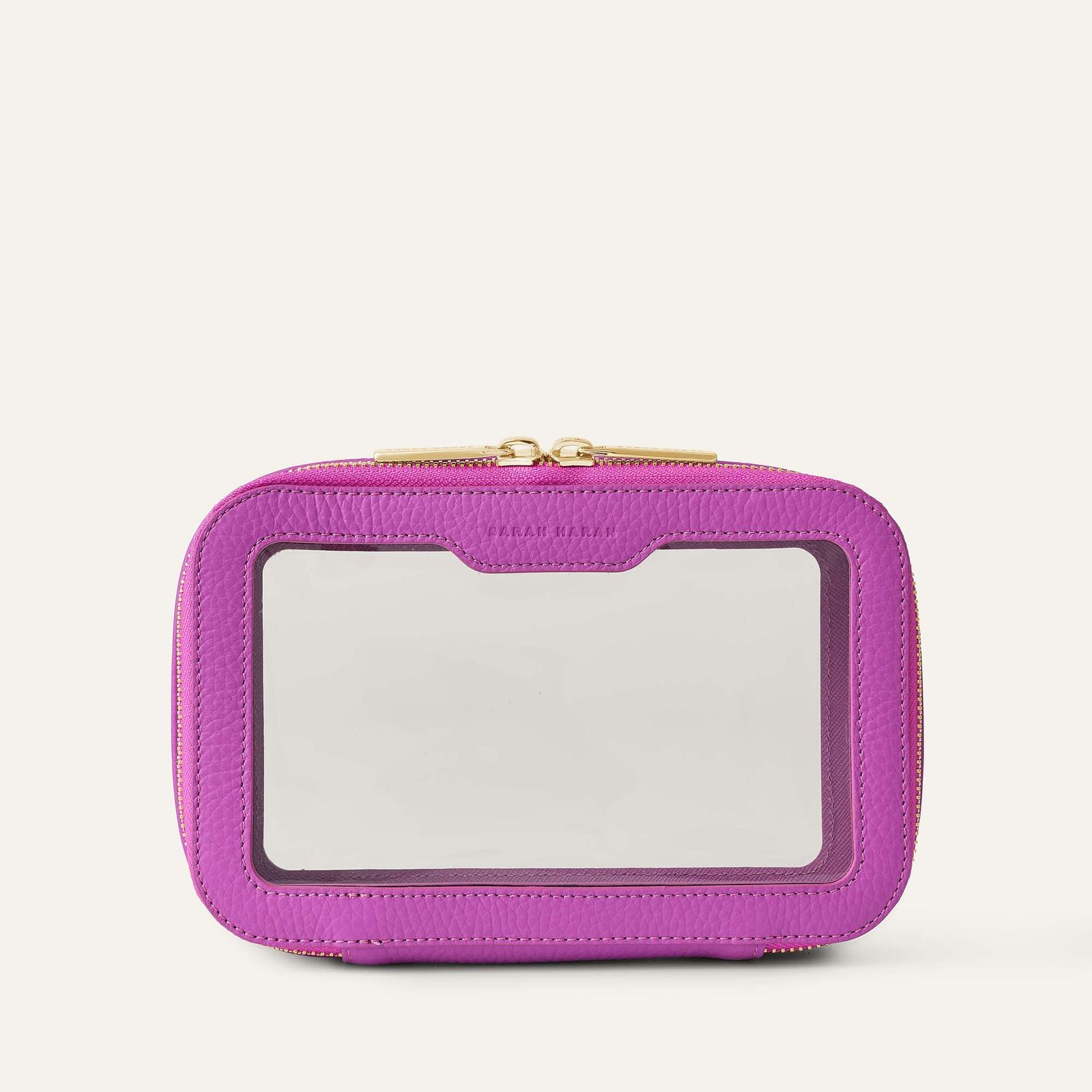 Ava Cosmetics Bag | Purple Rose with Gold hardware