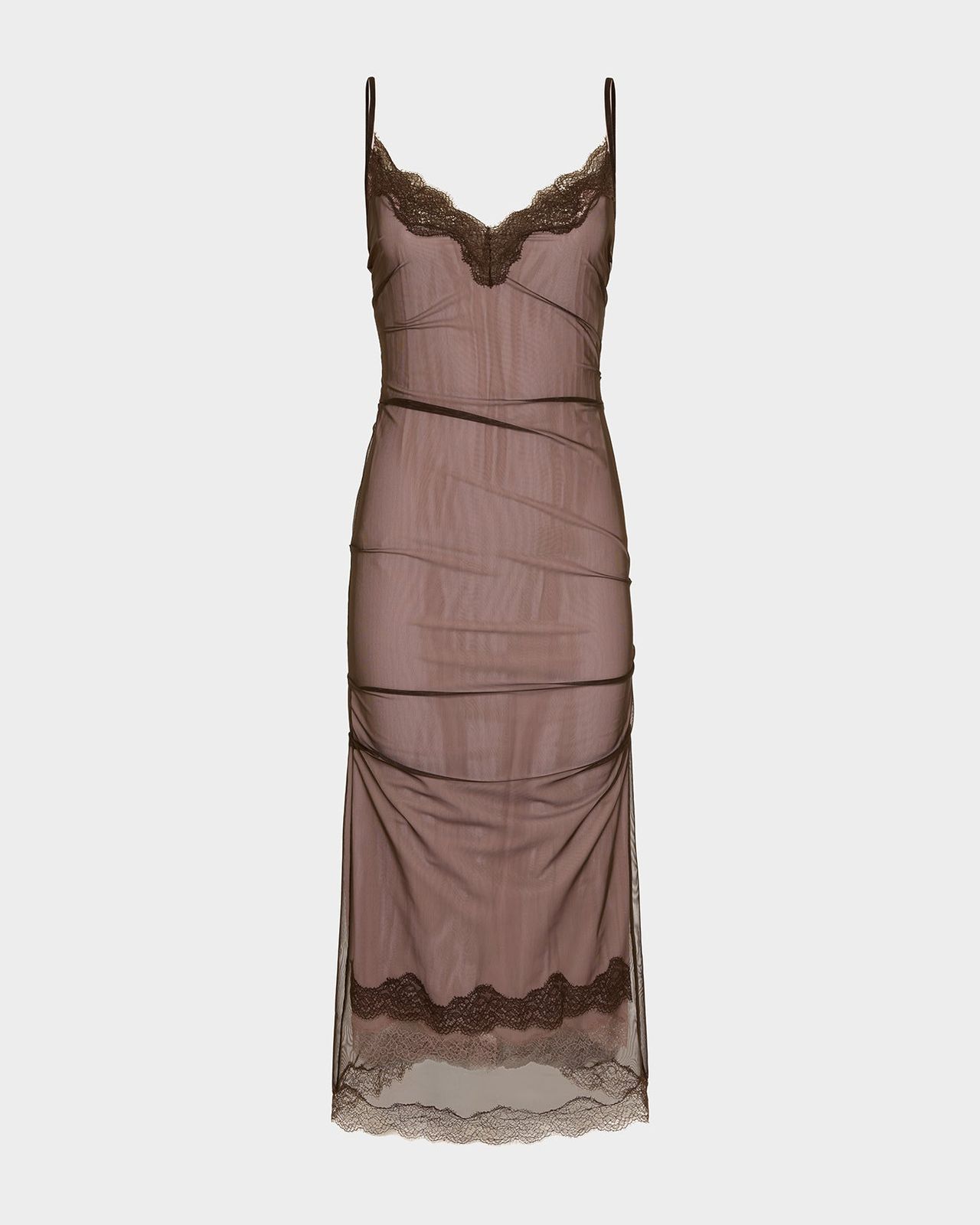 Andrea Midi Dress in Satin & Mesh