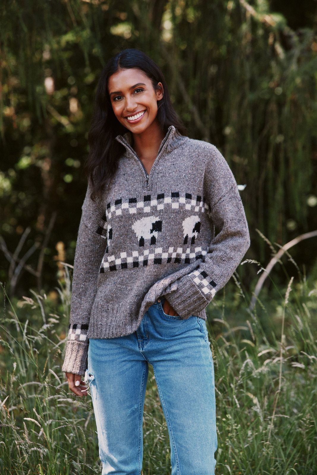 Montadale Sheep Half Zip Jumper