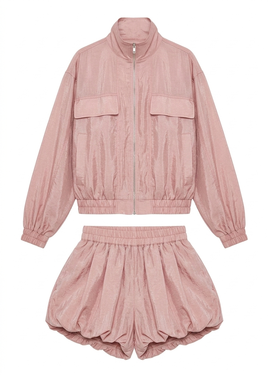 Alina Bubble Hem Shorts - Faded Pink