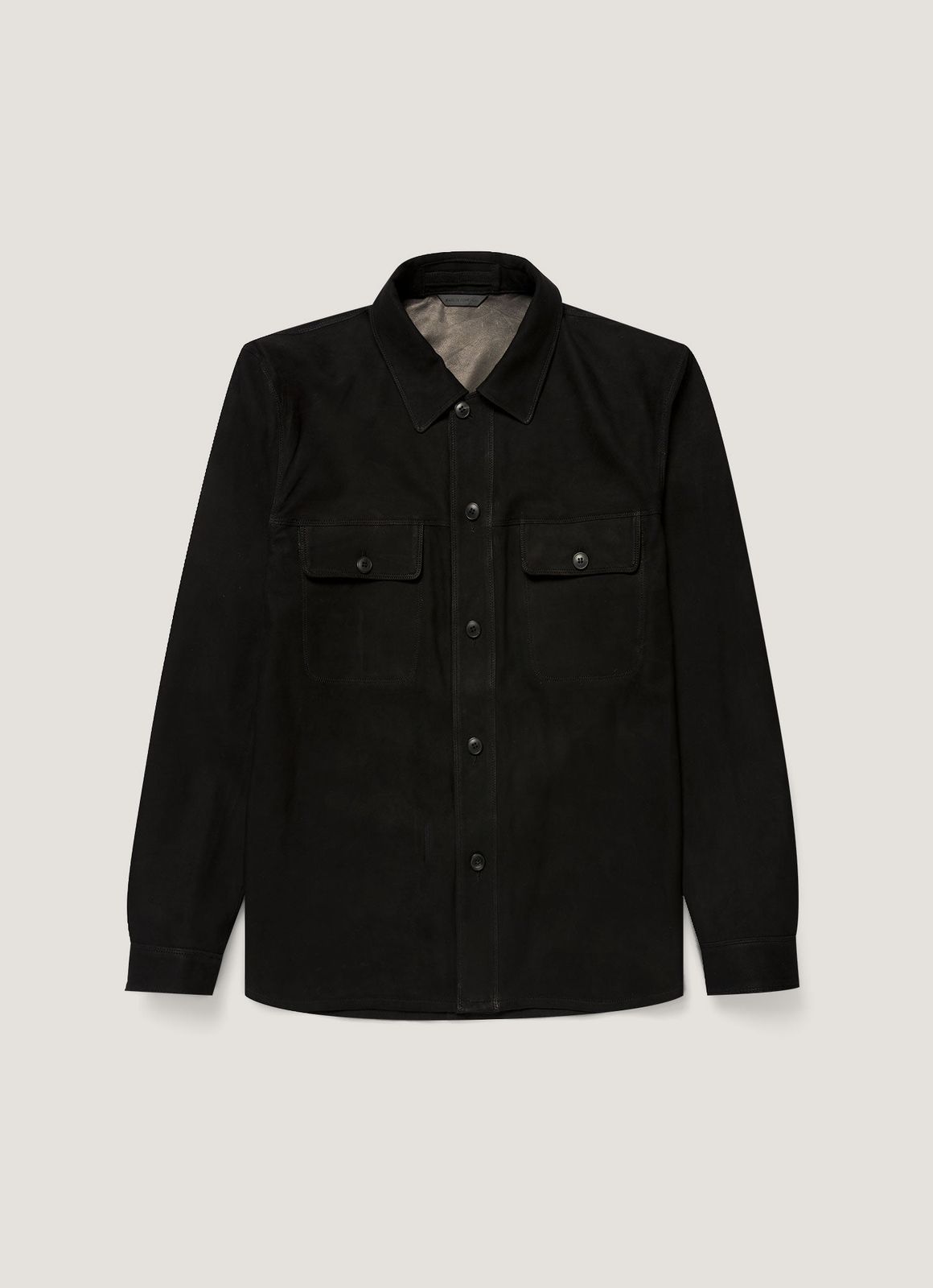 Men's Suede Overshirt in Black