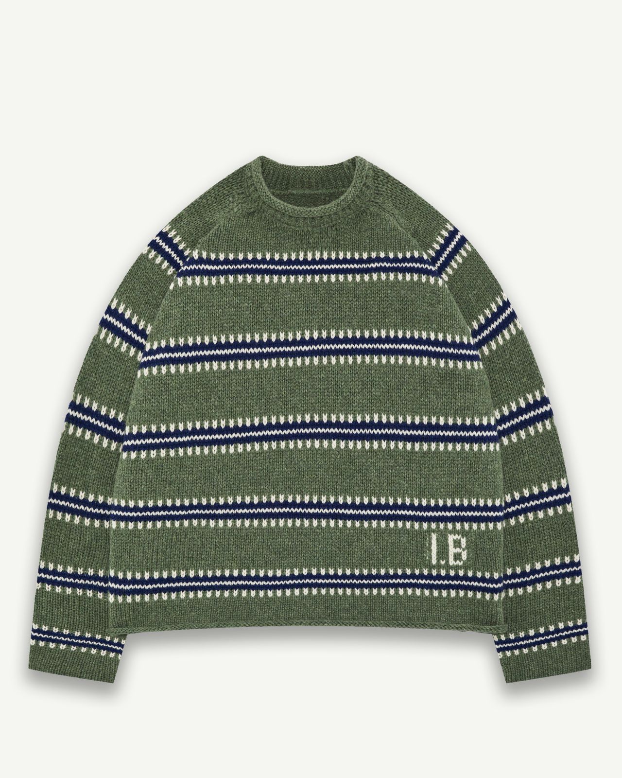 STRIPE ROLLNECK PULLOVER - YUCCA PALM & NAVY