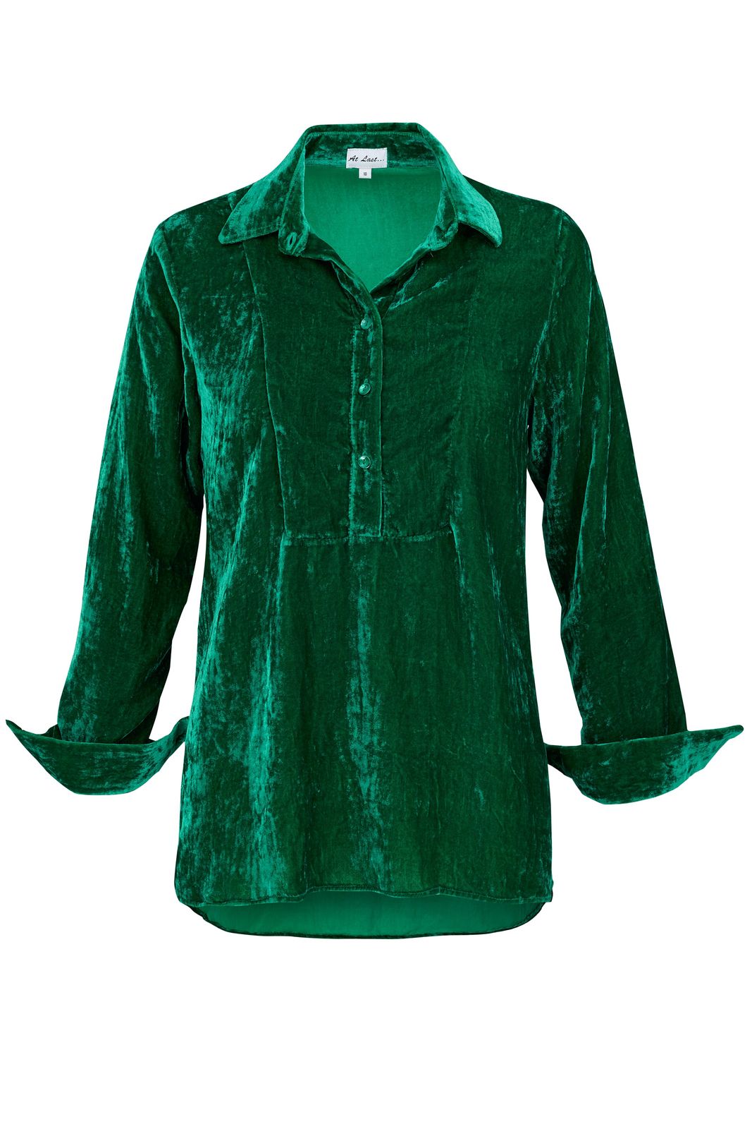 Silk Velvet Shirt In Emerald Green